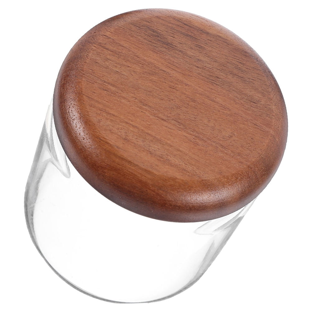 WHAMVOX Small Glass Jar with Airtight Wooden Lid, Food Storage Canister for Cereal, Snacks, Coffee, Kitchen Organization - Image 1