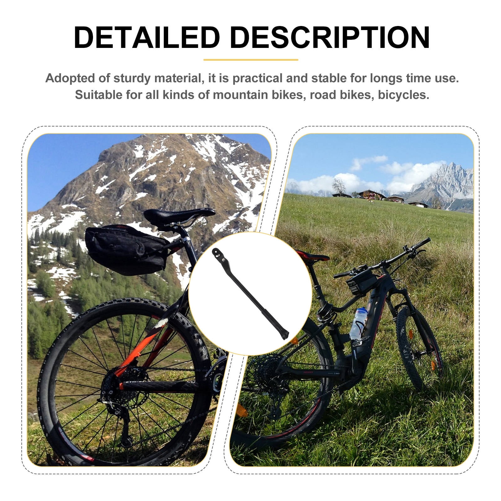 WHAMVOX Adjustable Rear Kickstand for Mountain Bikes Rack Support Black - Image 6