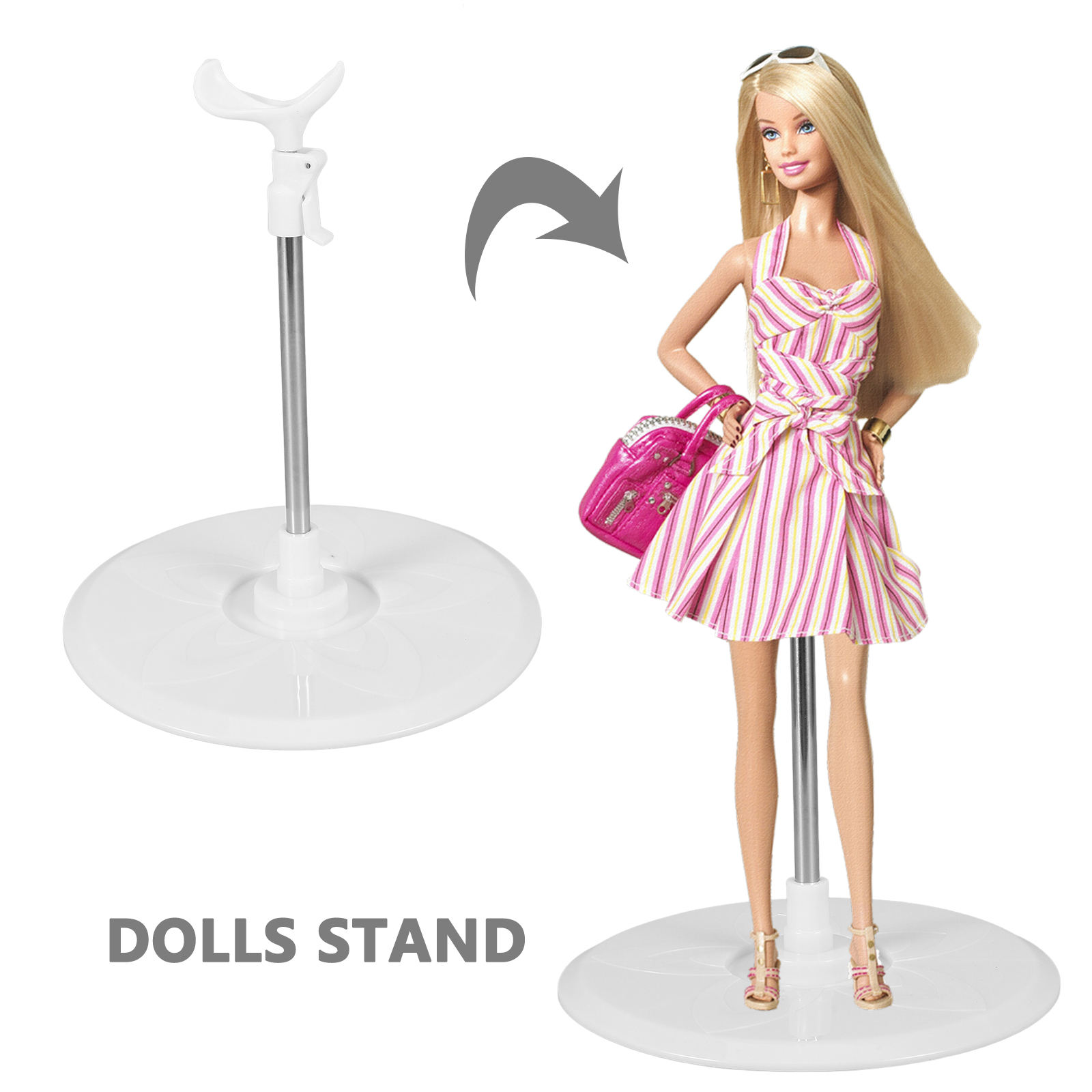 WHAMVOX Adjustable Metal Doll Display Stand Holder for Desktop, Organizer for Collectible Dolls and Figures - Image 6