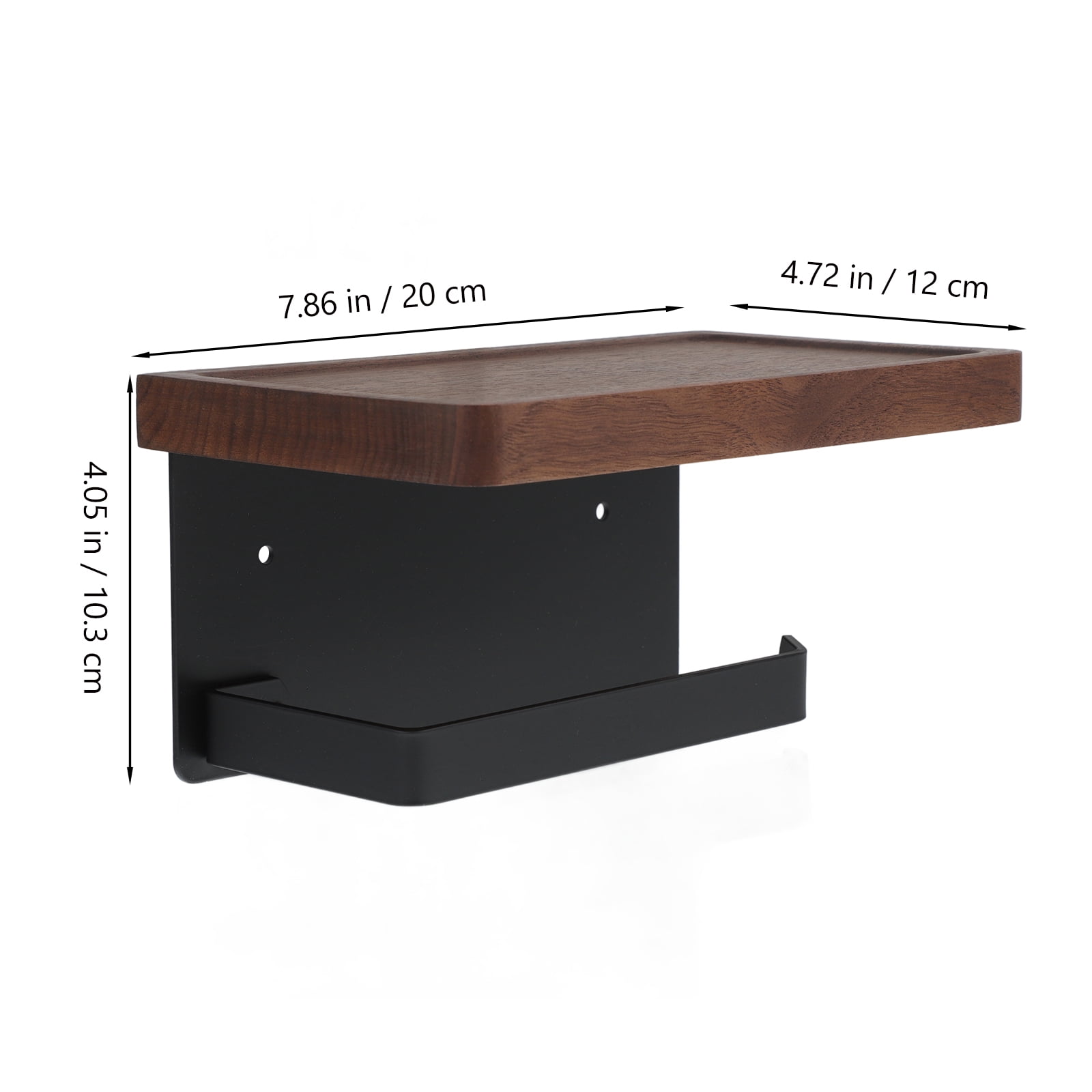 WHAMVOX Solid Wood Toilet Paper Holder Stand with Storage Shelf Bathroom Tissue Rack Organizer - Image 2