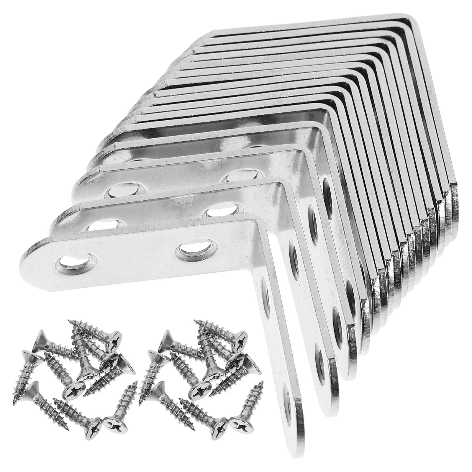 WHAMVOX 16 Sets Angle Brackets for Shelves 90 Degree Corner Brace Braces Silver - Image 3