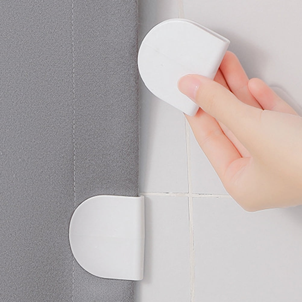 WHAMVOX 4 Pcs Adhesive Shower Curtain Clip Bathroom for Wall Clips White - Image 1