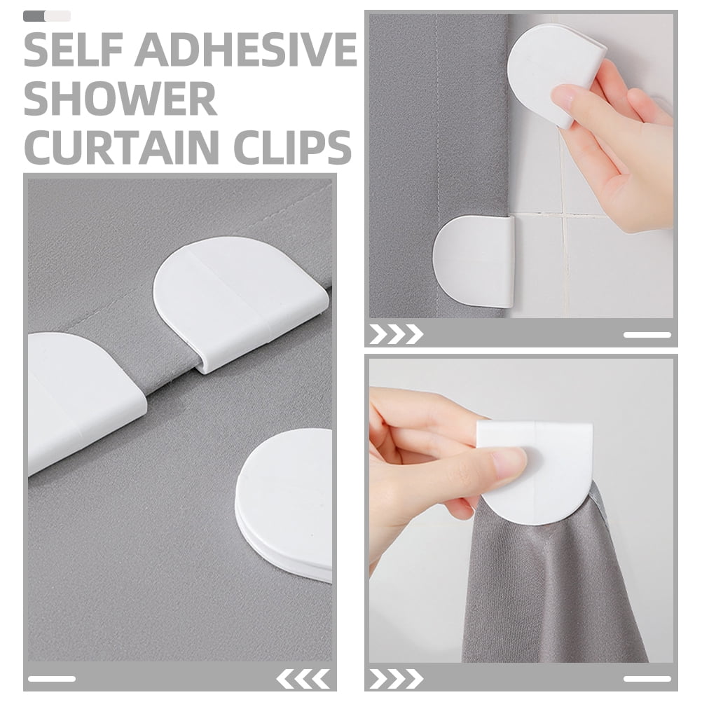 WHAMVOX 4 Pcs Adhesive Shower Curtain Clip Bathroom for Wall Clips White - Image 2