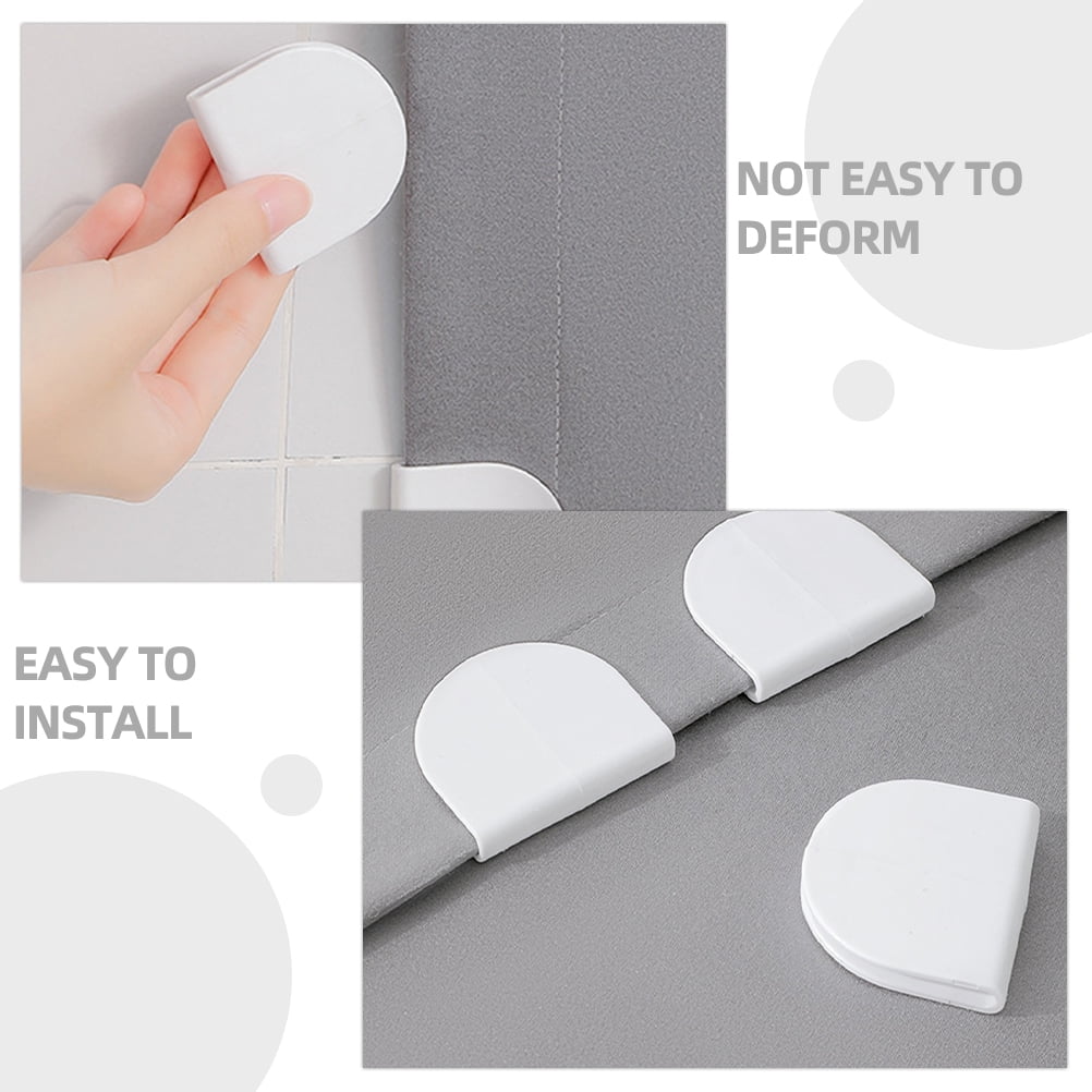 WHAMVOX 4 Pcs Adhesive Shower Curtain Clip Bathroom for Wall Clips White - Image 5
