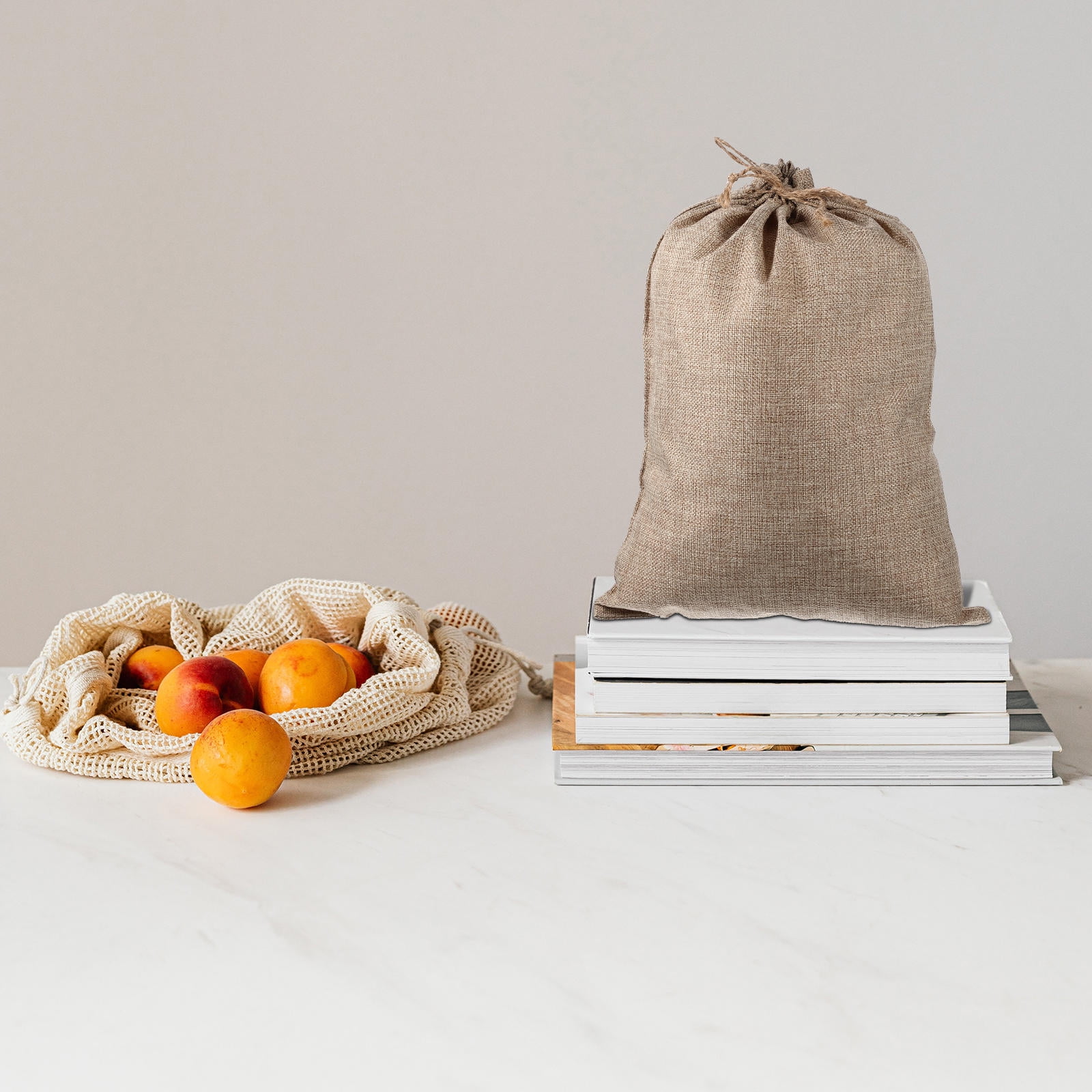 WHAMVOX 6 Pcs Vegetable Bags for Storage Small Burlap Food Jute Tote Khaki - Image 6