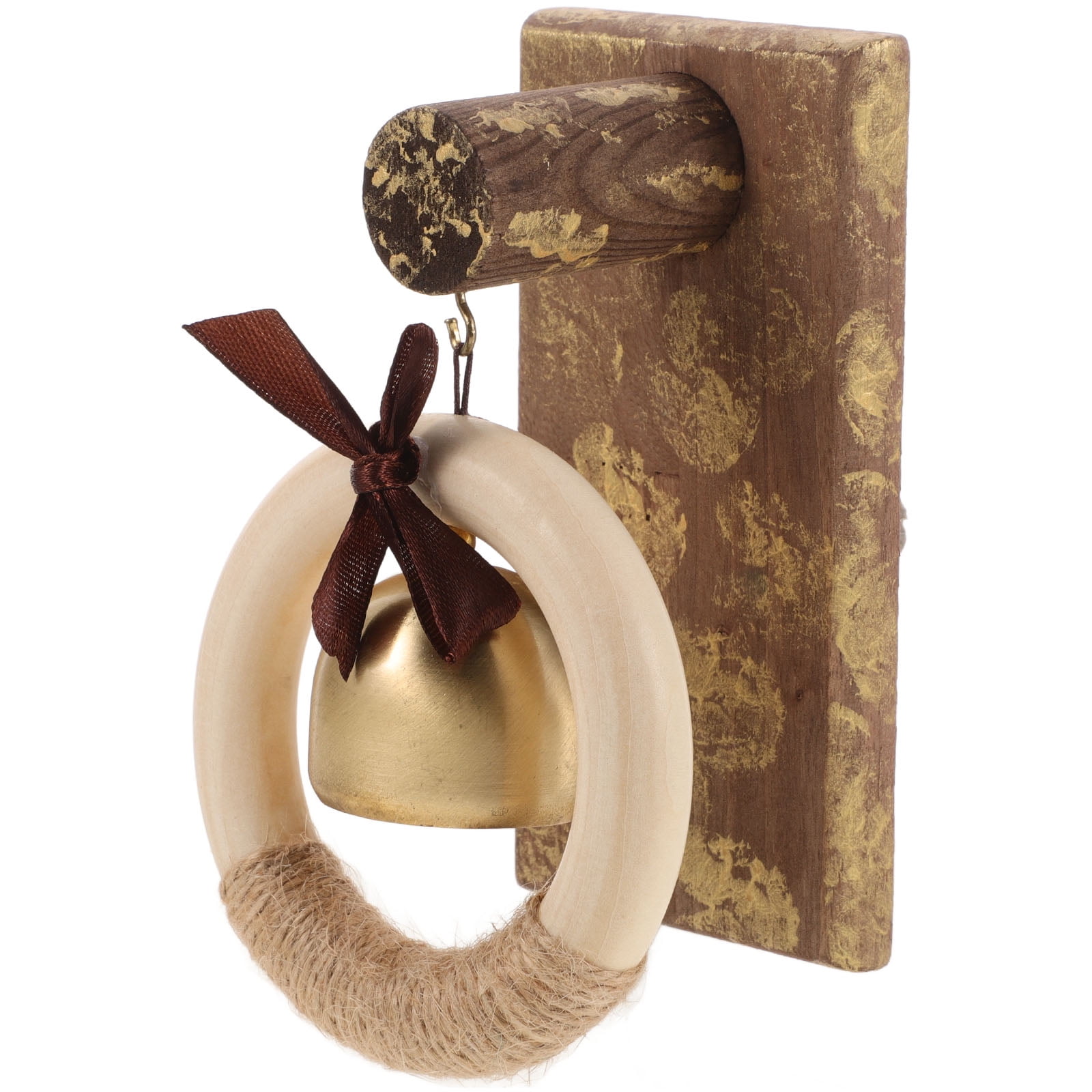 WHAMVOX Wooden Brass Doorbell Shopkeeper Bell for Door Opening Entrance Wood Doorbell Wind Chime Office Ornament - Image 1