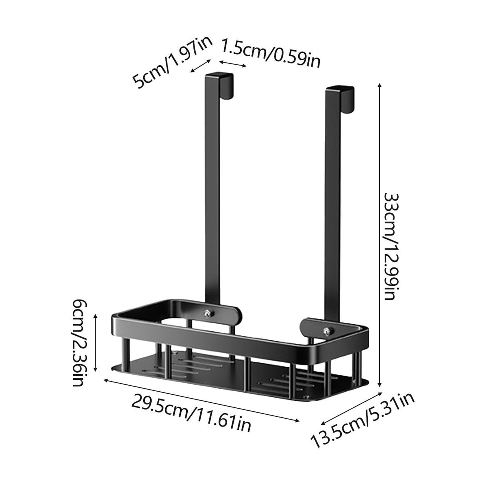 Kdkad 1-Tier Over-the-Door Hanging Shower Caddy - Large Capacity Rust-Proof Bath Organizer, No Drilling Sturdy Shower Shelf & Basket Storage Rack for Bathroom, Space-Saving Design 1-Tier Black - Image 3