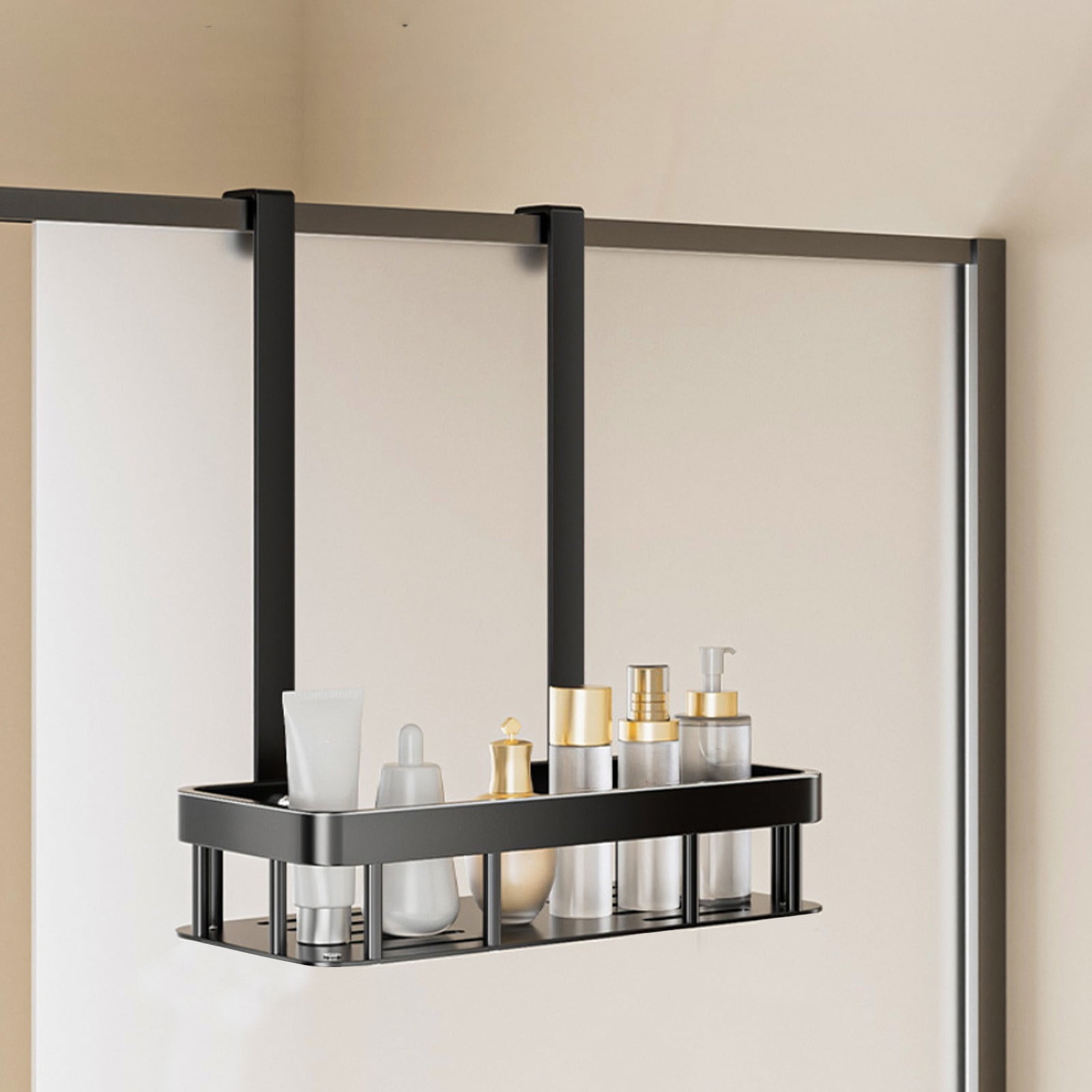 Kdkad 1-Tier Over-the-Door Hanging Shower Caddy - Large Capacity Rust-Proof Bath Organizer, No Drilling Sturdy Shower Shelf & Basket Storage Rack for Bathroom, Space-Saving Design 1-Tier Black - Image 5