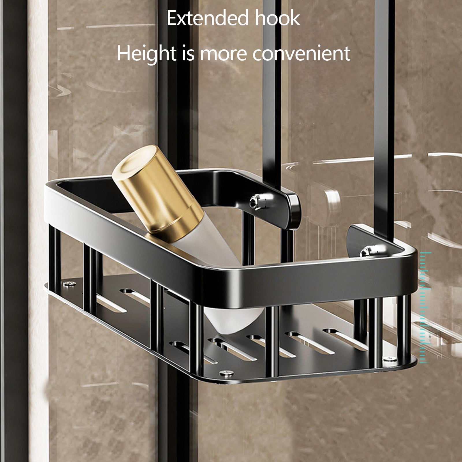 Kdkad 1-Tier Over-the-Door Hanging Shower Caddy - Large Capacity Rust-Proof Bath Organizer, No Drilling Sturdy Shower Shelf & Basket Storage Rack for Bathroom, Space-Saving Design 1-Tier Black - Image 6