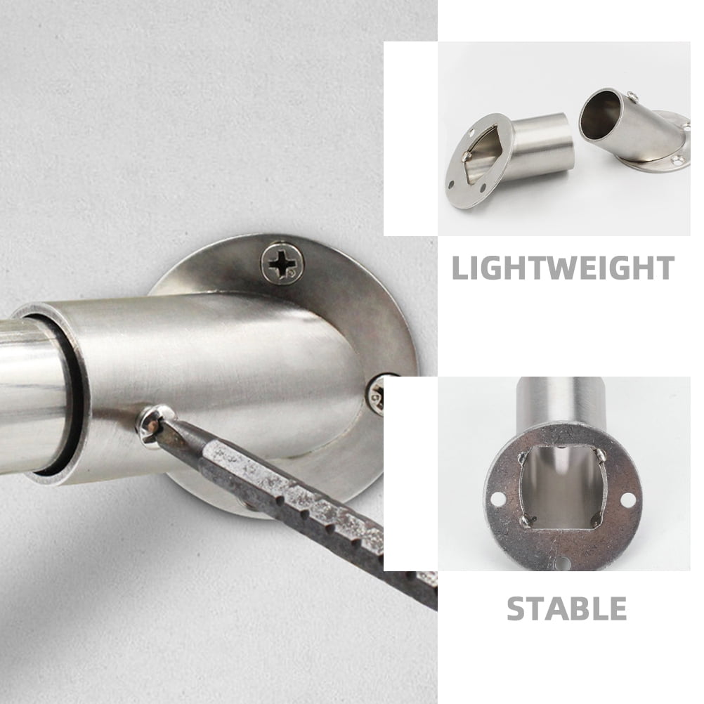 WHAMVOX 4 Pcs Closet Rod Brackets Angled Clothes Rail 6.60X5.20X5.20CM Silver - Image 7