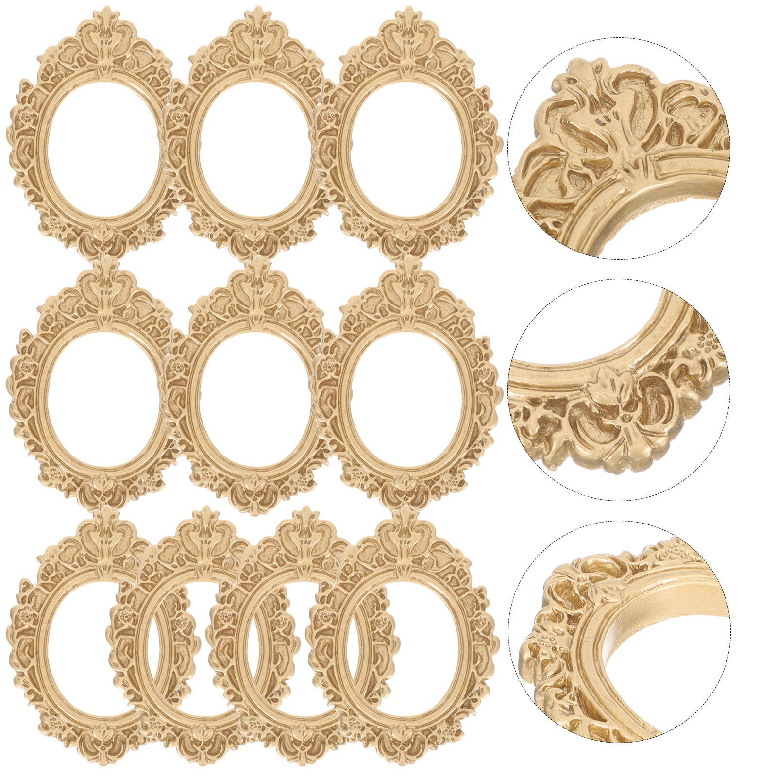 WHAMVOX 10 Pcs Golden Photo Frame Mini Vintage Picture Frames Antique - Image 1