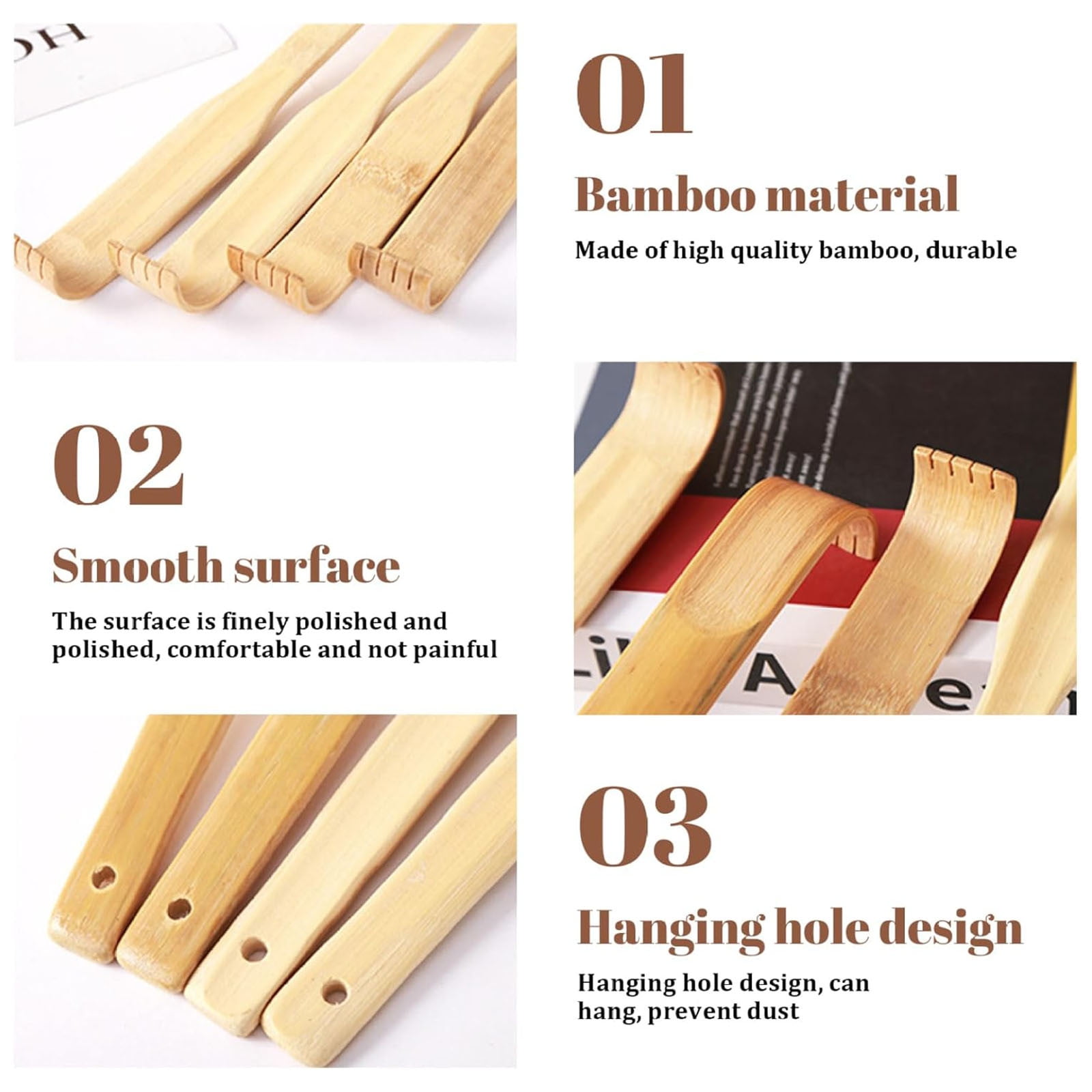 Darzheoy Bamboo Back Scratcher for Adults, Back Scratcher Massage Tool, Back Scratcher Rake Itching Relief Body Relaxation Massager Multicolor - Image 8