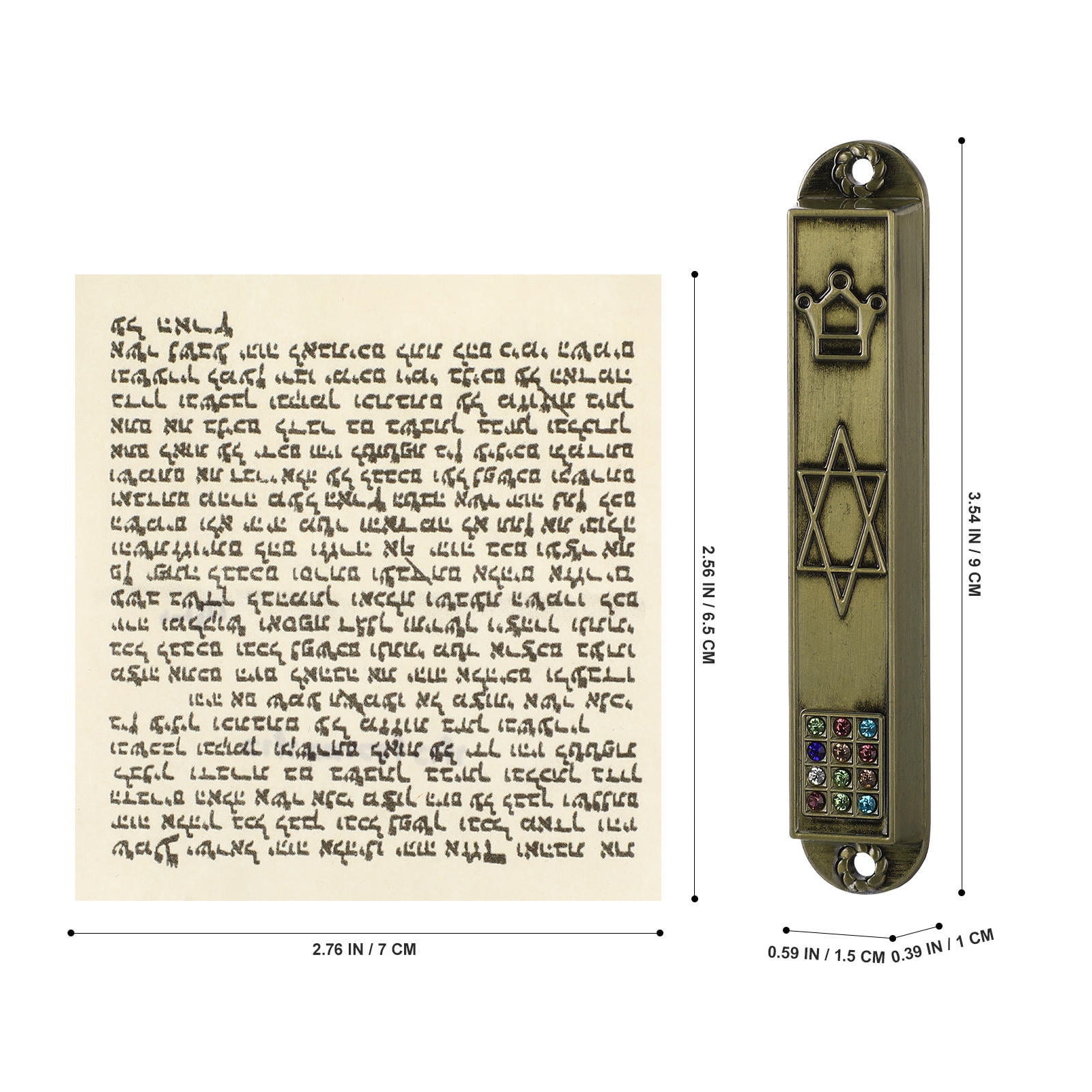HOOWIFFY 5Pcs Judaica Metal Mezuzah Adornment with Retro Style for House and Office Decor - Image 2