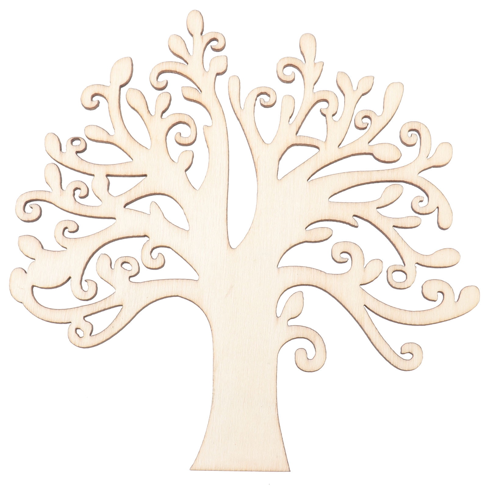10pcs Family Tree Cutouts Craft, Unfinished Wood Tree Slices DIY Ornaments Decorative Hanging Wooden Chips for Wedding Party Crafts 4.9in - Image 1