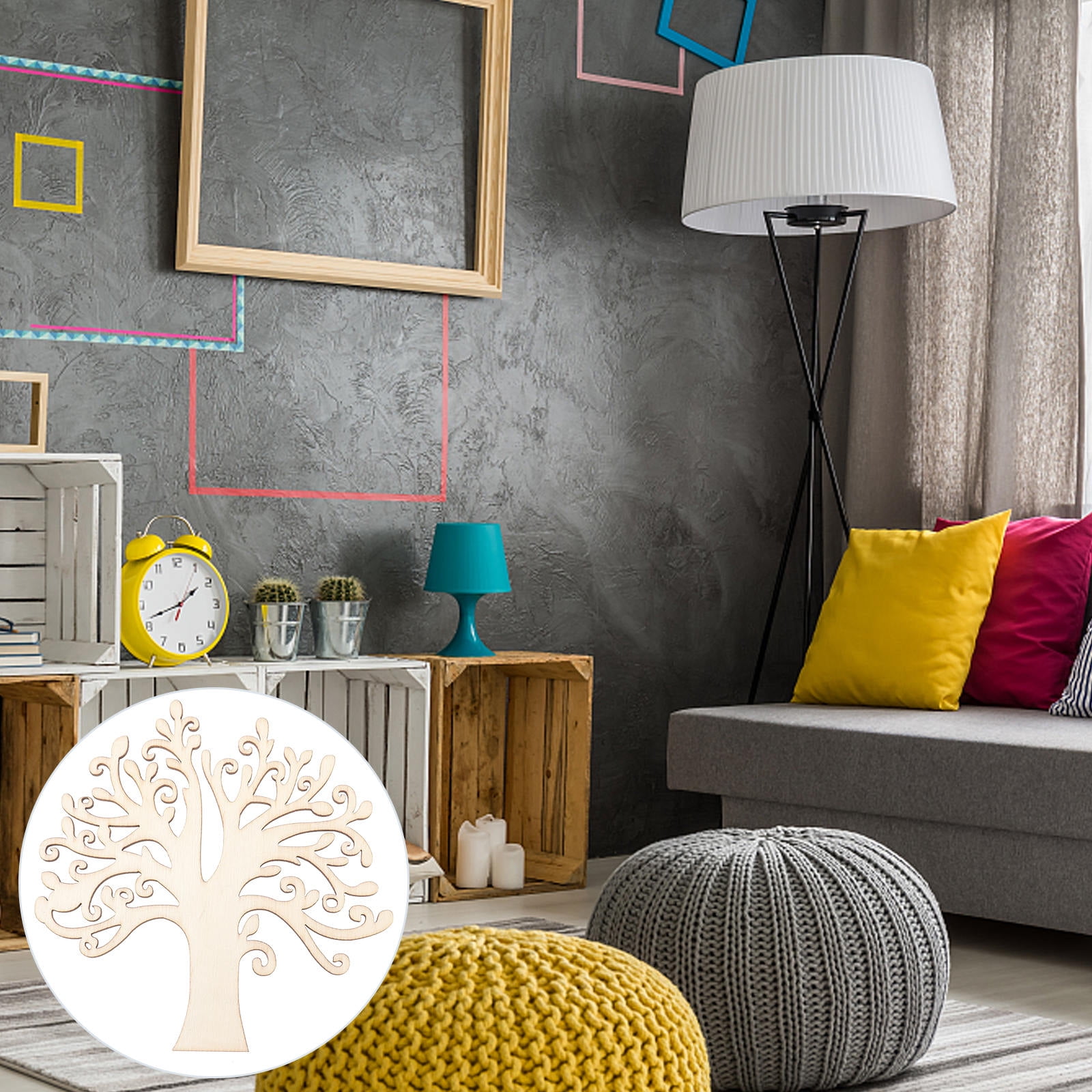 10pcs Family Tree Cutouts Craft, Unfinished Wood Tree Slices DIY Ornaments Decorative Hanging Wooden Chips for Wedding Party Crafts 4.9in - Image 2