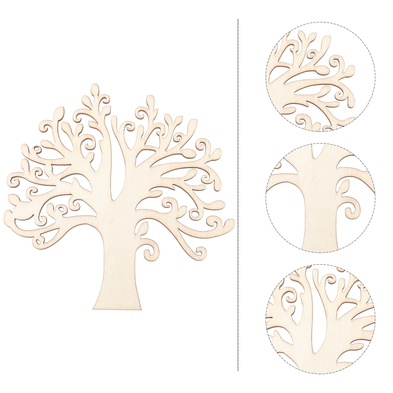 10pcs Family Tree Cutouts Craft, Unfinished Wood Tree Slices DIY Ornaments Decorative Hanging Wooden Chips for Wedding Party Crafts 4.9in - Image 3