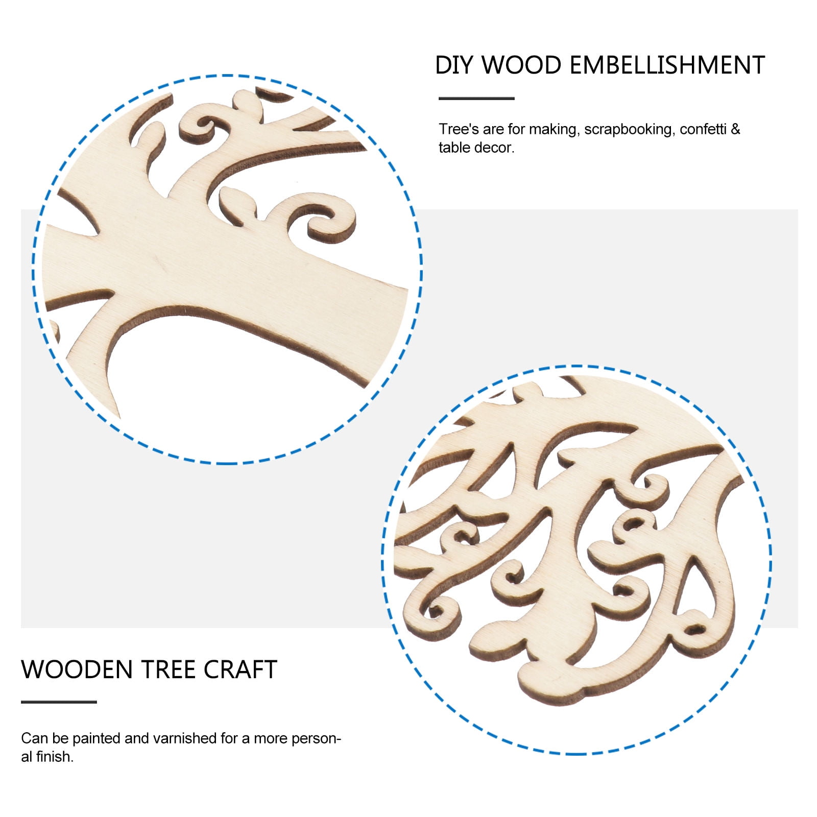 10pcs Family Tree Cutouts Craft, Unfinished Wood Tree Slices DIY Ornaments Decorative Hanging Wooden Chips for Wedding Party Crafts 4.9in - Image 5