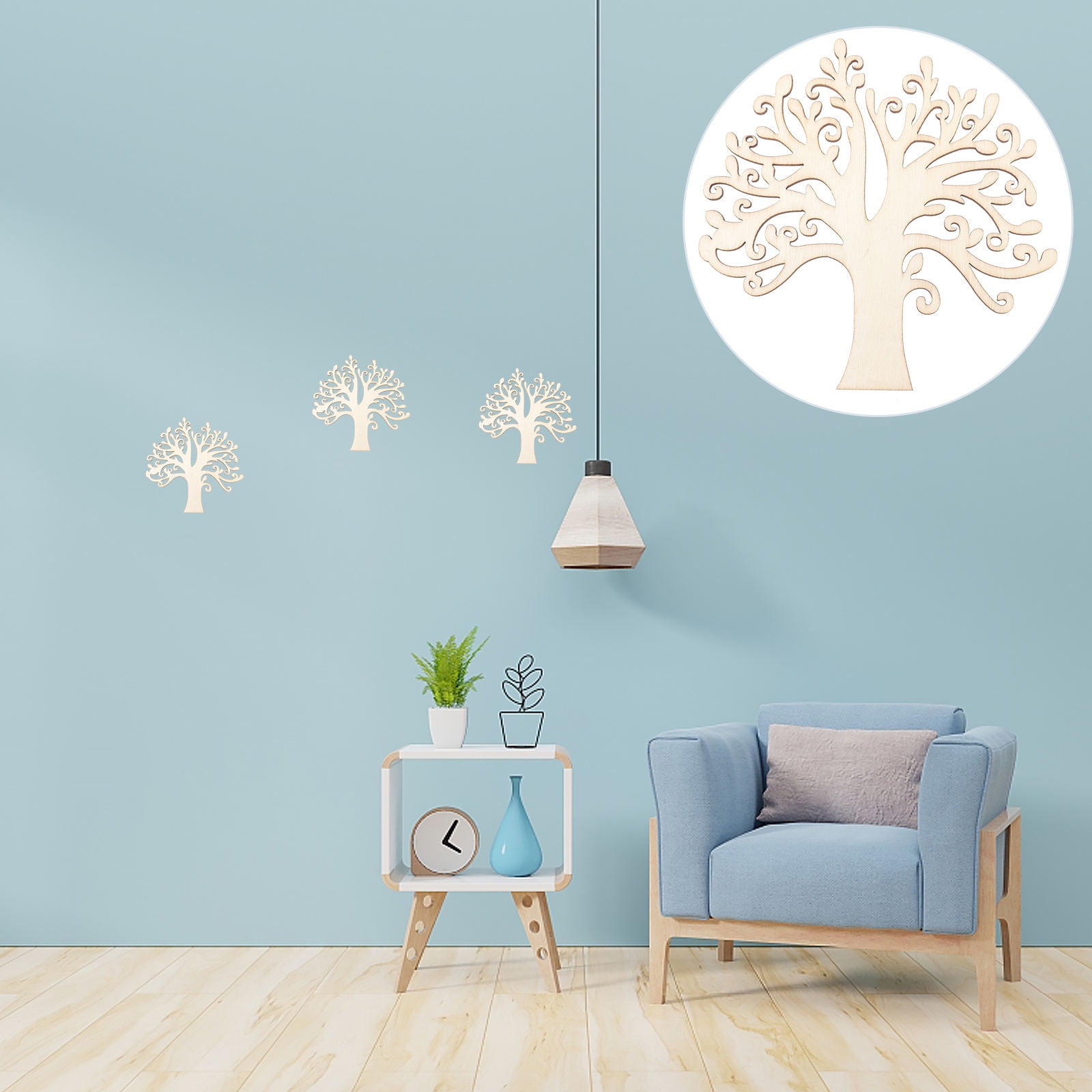 10pcs Family Tree Cutouts Craft, Unfinished Wood Tree Slices DIY Ornaments Decorative Hanging Wooden Chips for Wedding Party Crafts 4.9in - Image 8