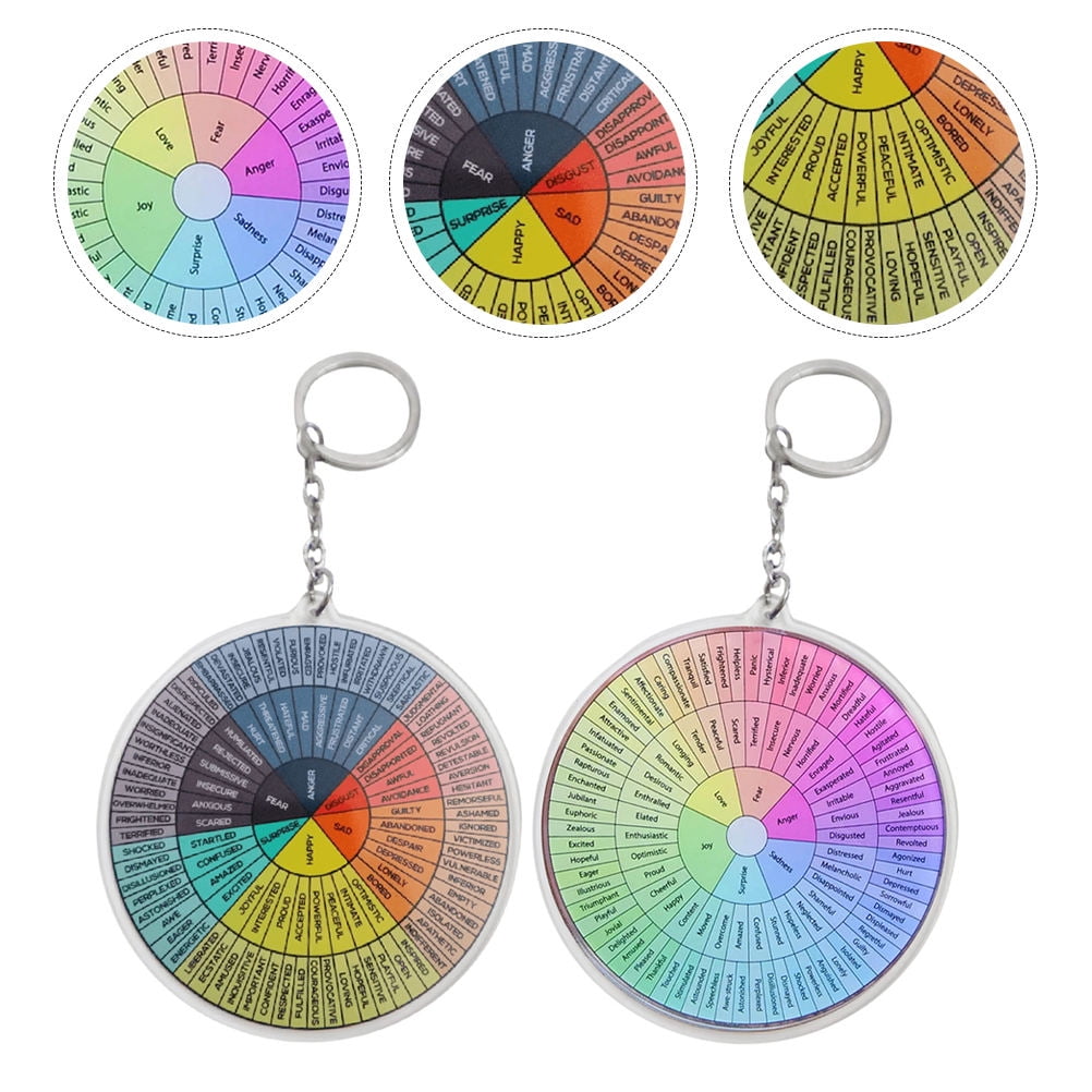 WHAMVOX 2-Pack Metal Hanging Emotion Wheel Keychain Set, Decorative Key for Bags and Keys - Image 1