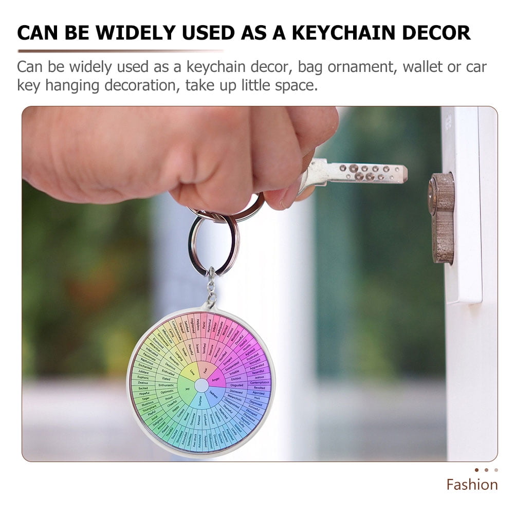 WHAMVOX 2-Pack Metal Hanging Emotion Wheel Keychain Set, Decorative Key for Bags and Keys - Image 3