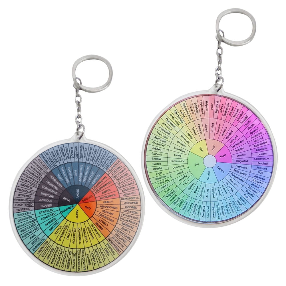 WHAMVOX 2-Pack Metal Hanging Emotion Wheel Keychain Set, Decorative Key for Bags and Keys - Image 4