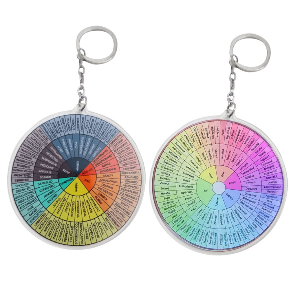 WHAMVOX 2-Pack Metal Hanging Emotion Wheel Keychain Set, Decorative Key for Bags and Keys - Image 5