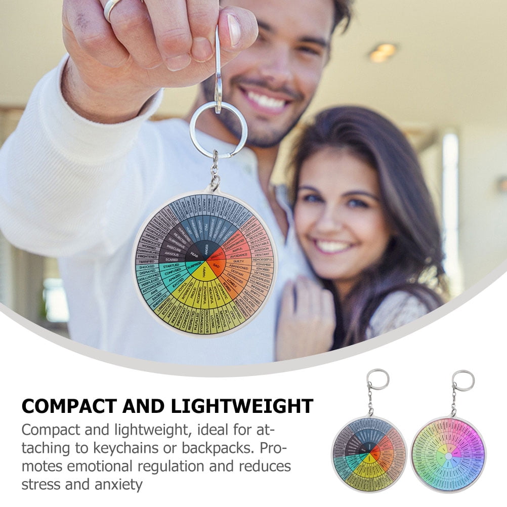 WHAMVOX 2-Pack Metal Hanging Emotion Wheel Keychain Set, Decorative Key for Bags and Keys - Image 6