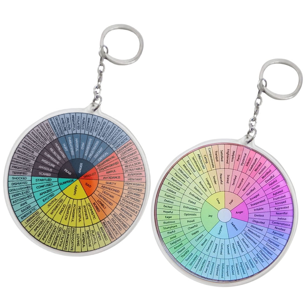 WHAMVOX 2-Pack Metal Hanging Emotion Wheel Keychain Set, Decorative Key for Bags and Keys - Image 7