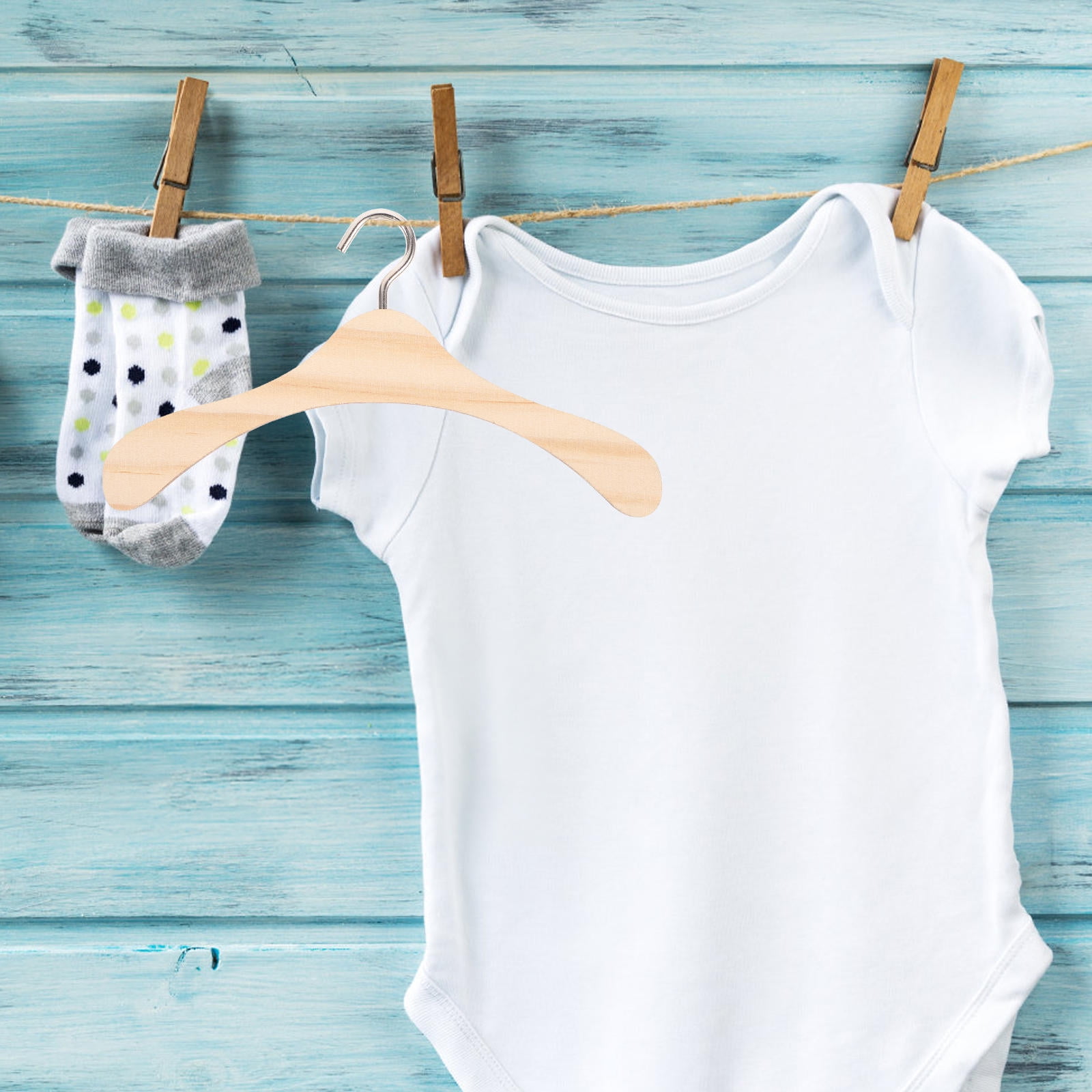 WHAMVOX 10 Pcs Mini Wooden Clothes Rack Hangers Clothing Kids Toys Baby - Image 2