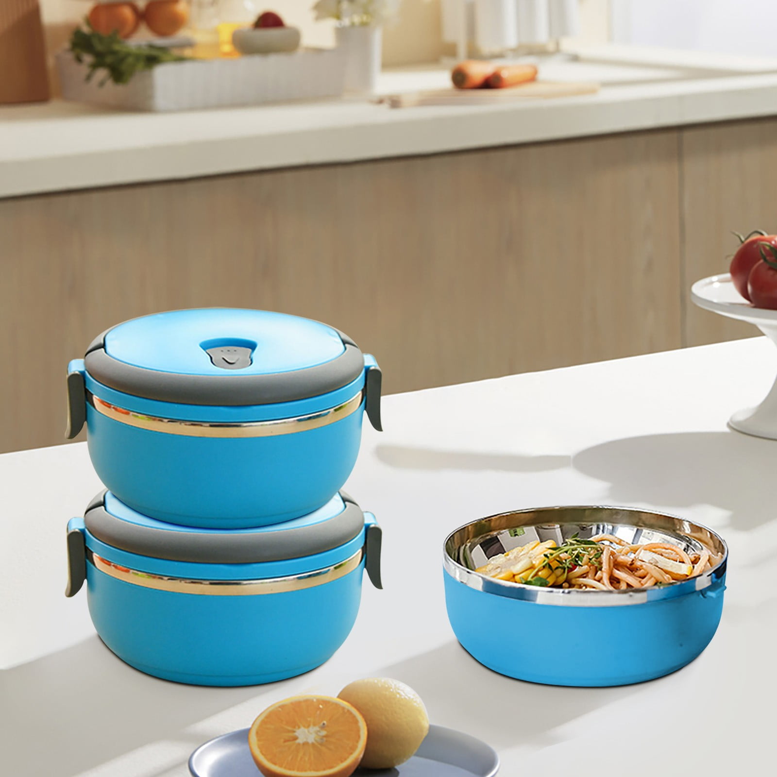 Darzheoy Lunch Box Containers for Hot Food, Portable Lunch Box Stainless Steel Insulated Food Storage Container for Outdoor Camping Picnic Blue - Image 5