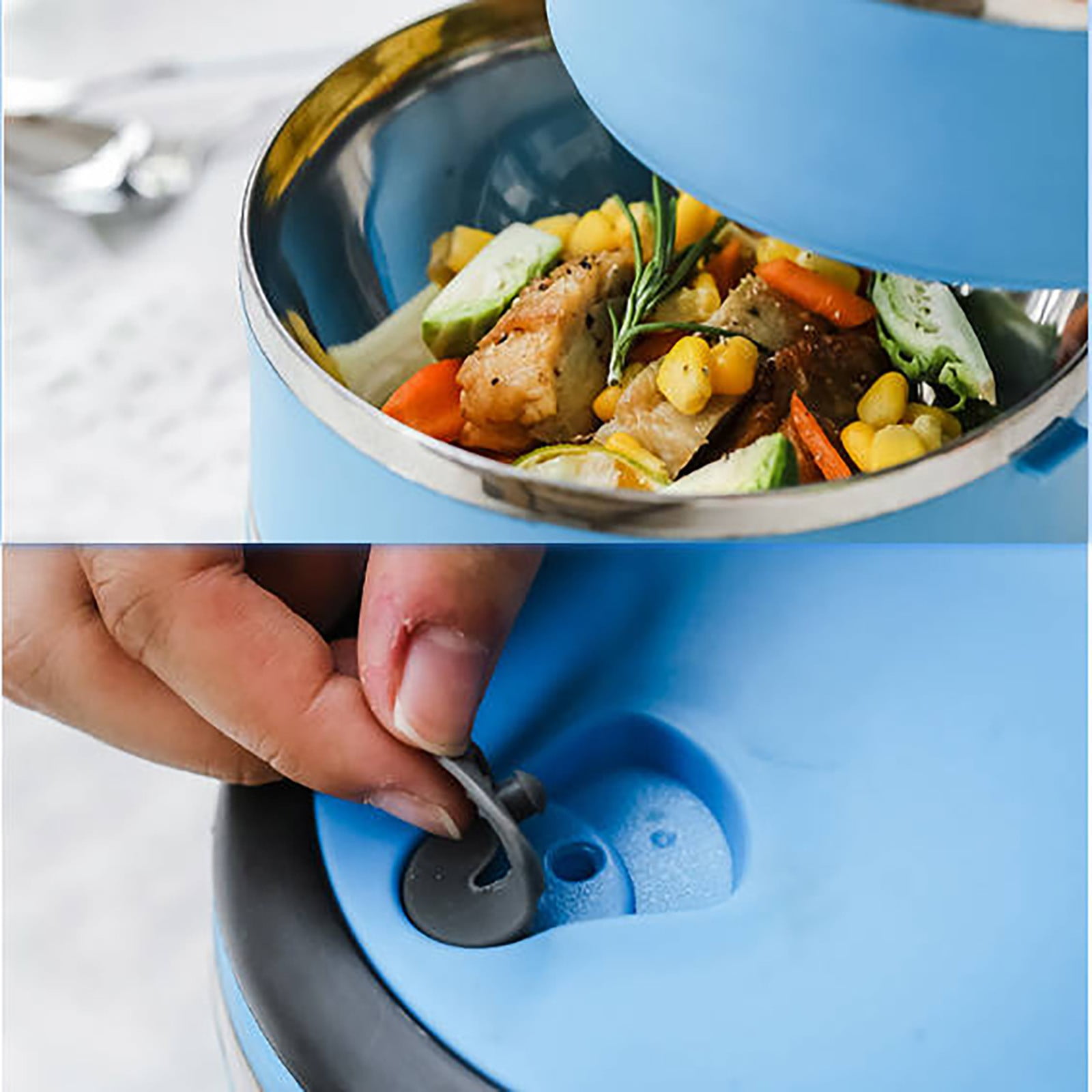 Darzheoy Lunch Box Containers for Hot Food, Portable Lunch Box Stainless Steel Insulated Food Storage Container for Outdoor Camping Picnic Blue - Image 8