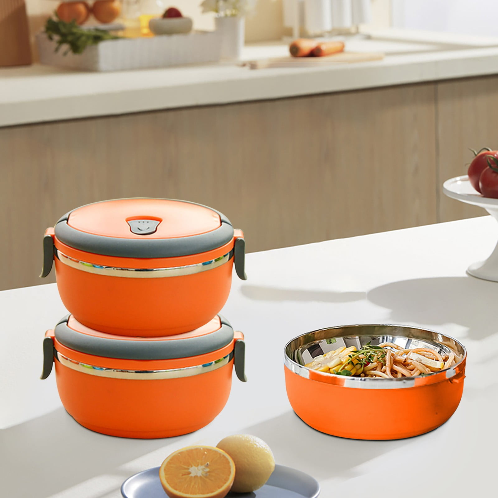 Darzheoy Lunch Box Containers for Hot Food, Portable Lunch Box Stainless Steel Insulated Food Storage Container for Outdoor Camping Picnic Orange - Image 4