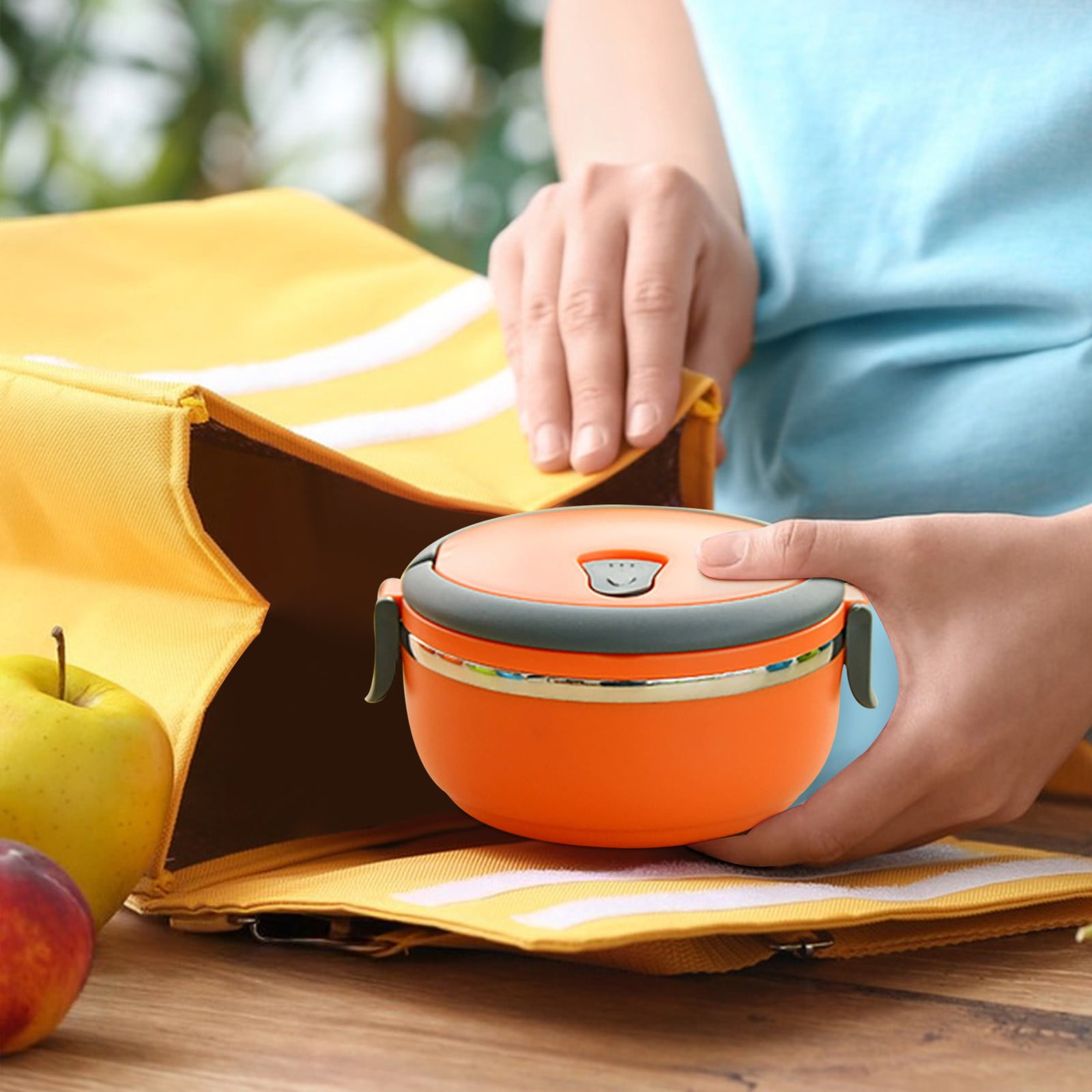 Darzheoy Lunch Box Containers for Hot Food, Portable Lunch Box Stainless Steel Insulated Food Storage Container for Outdoor Camping Picnic Orange - Image 5