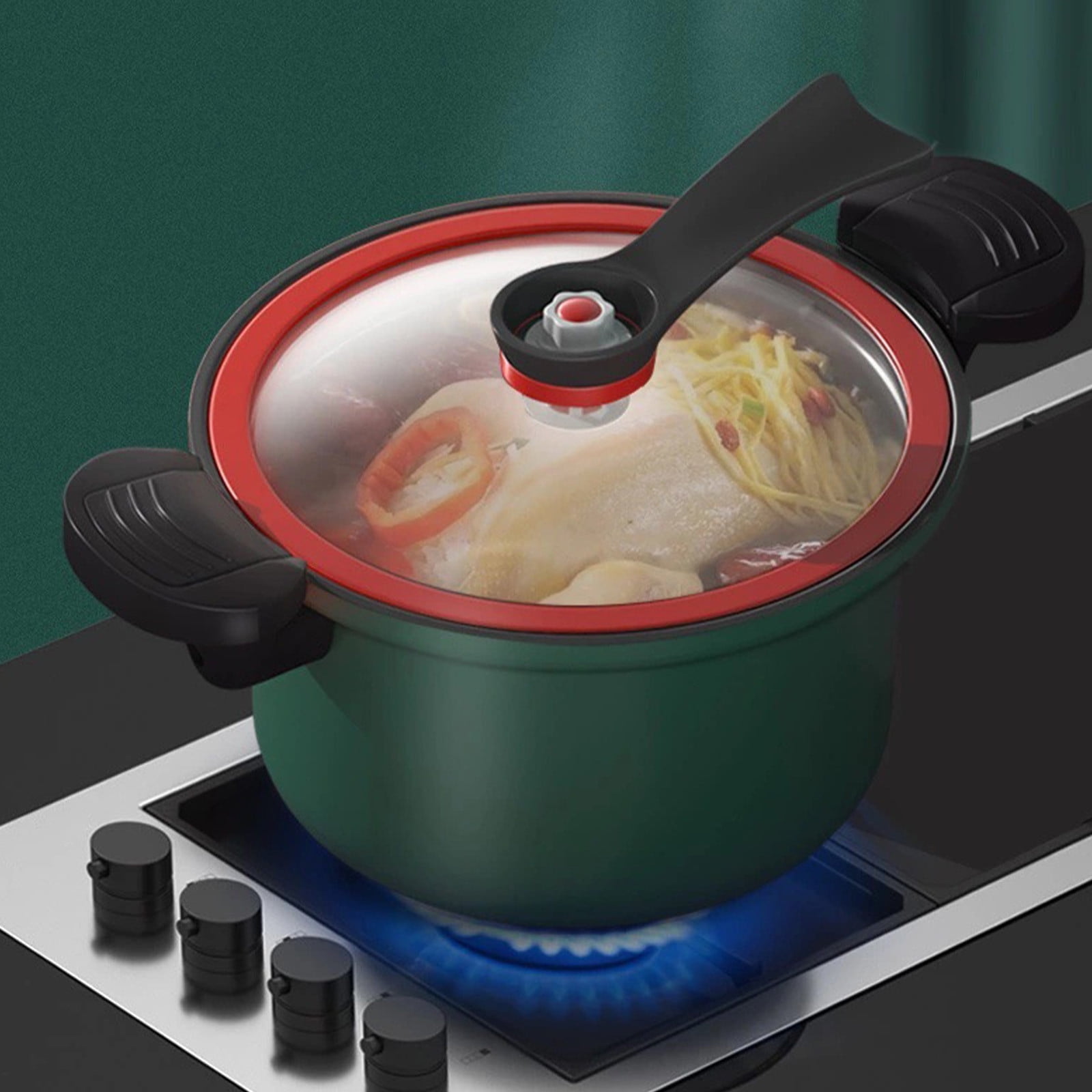 Darzheoy Nonstick Ceramic Coated Sauce Pan with Lid, Crock Pot with Twist & Lock Handles, Micro Pressure Cooker Versatile Cookware for Stovetops, Easy to Clean Green - Image 3