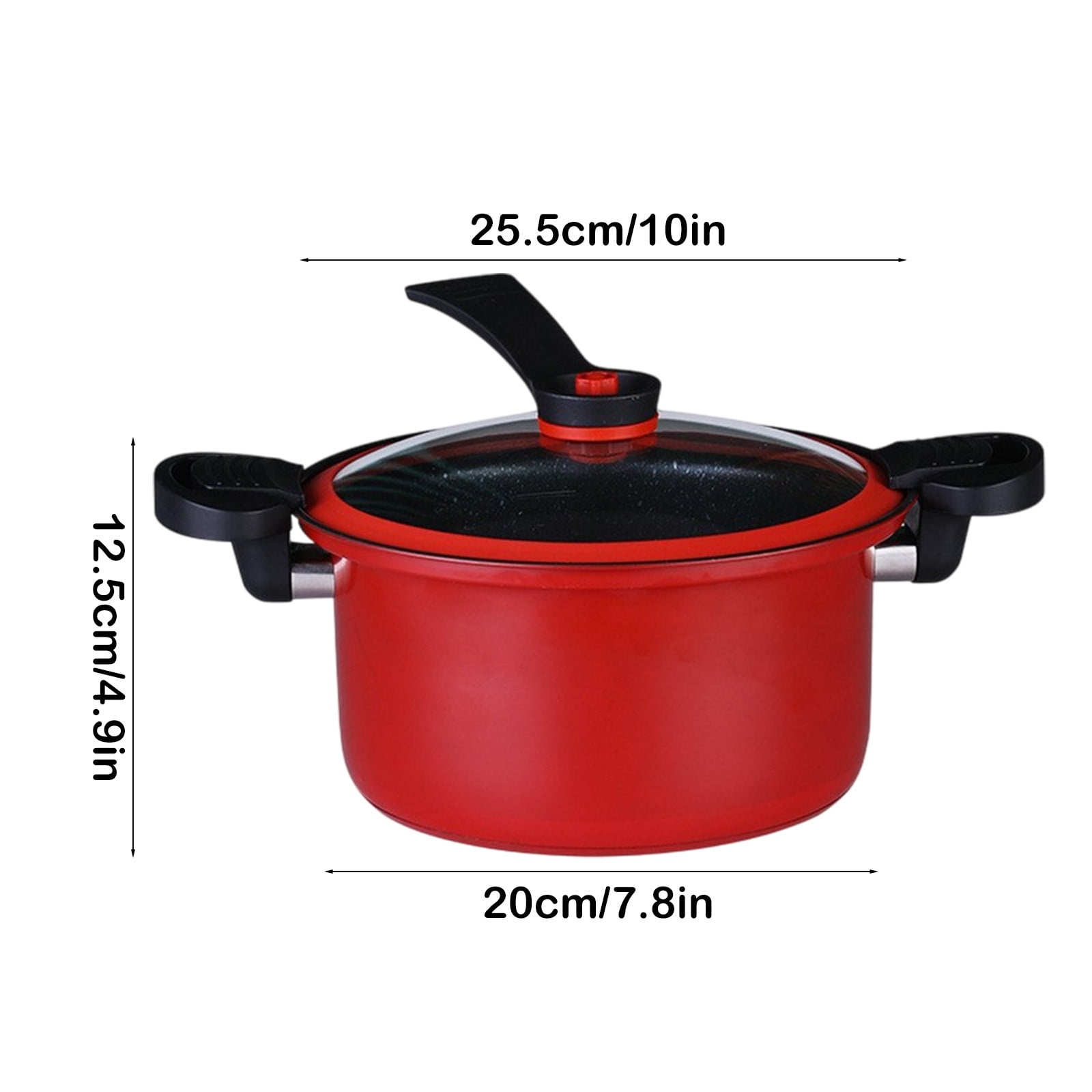 Darzheoy Nonstick Ceramic Coated Sauce Pan with Lid, Crock Pot with Twist & Lock Handles, Micro Pressure Cooker Versatile Cookware for Stovetops, Easy to Clean Red - Image 2