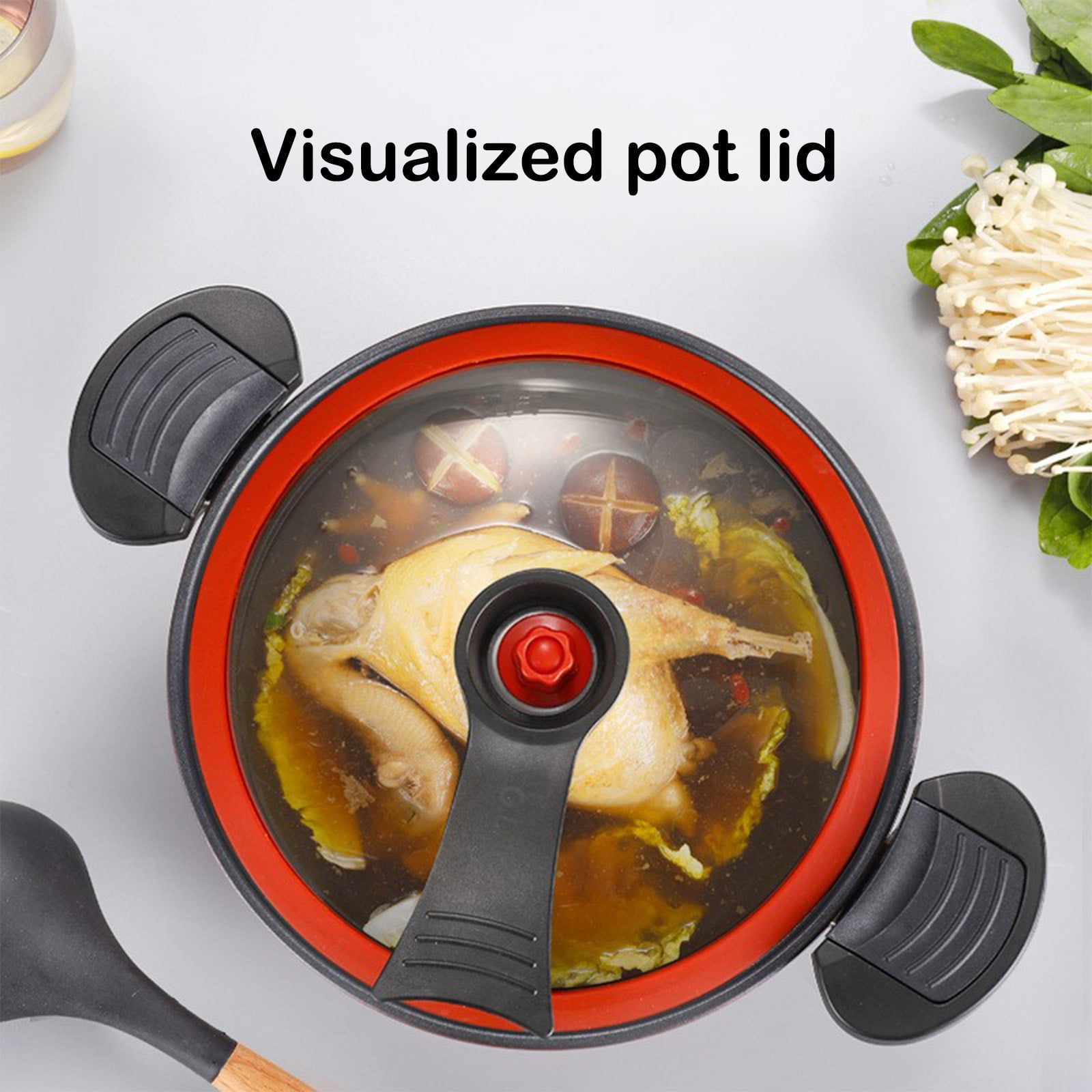 Darzheoy Nonstick Ceramic Coated Sauce Pan with Lid, Crock Pot with Twist & Lock Handles, Micro Pressure Cooker Versatile Cookware for Stovetops, Easy to Clean Red - Image 5