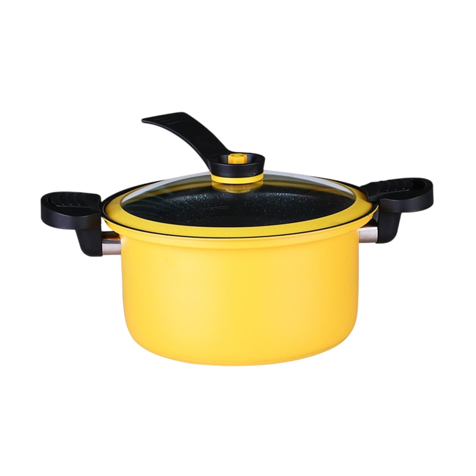 Darzheoy Nonstick Ceramic Coated Sauce Pan with Lid, Crock Pot with Twist & Lock Handles, Micro Pressure Cooker Versatile Cookware for Stovetops, Easy to Clean Yellow - Image 1