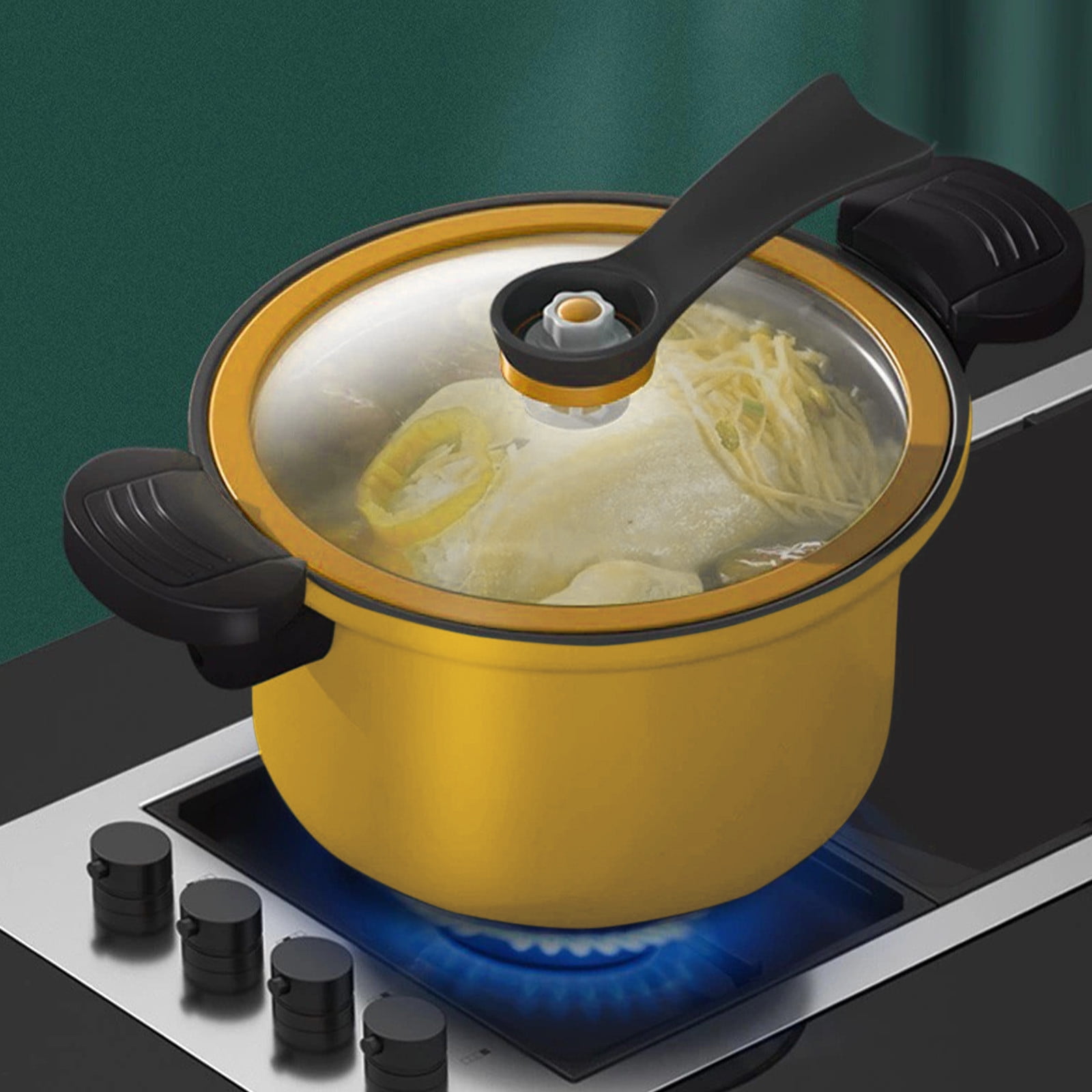 Darzheoy Nonstick Ceramic Coated Sauce Pan with Lid, Crock Pot with Twist & Lock Handles, Micro Pressure Cooker Versatile Cookware for Stovetops, Easy to Clean Yellow - Image 4