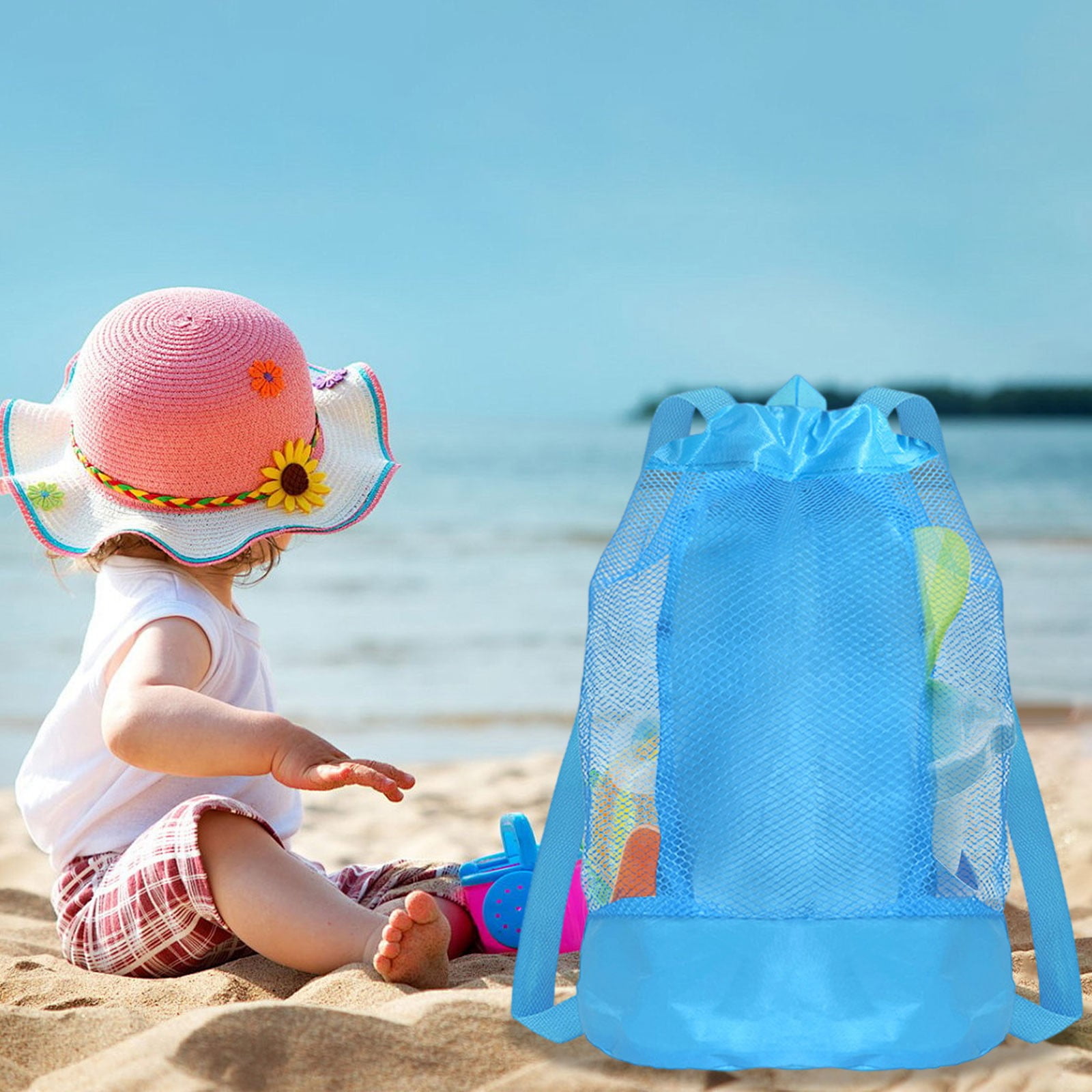 Darzheoy Swim Bag Mesh Drawstring Backpack Beach Backpack for Swimming, Gym, and Workout Gear Blue - Image 6