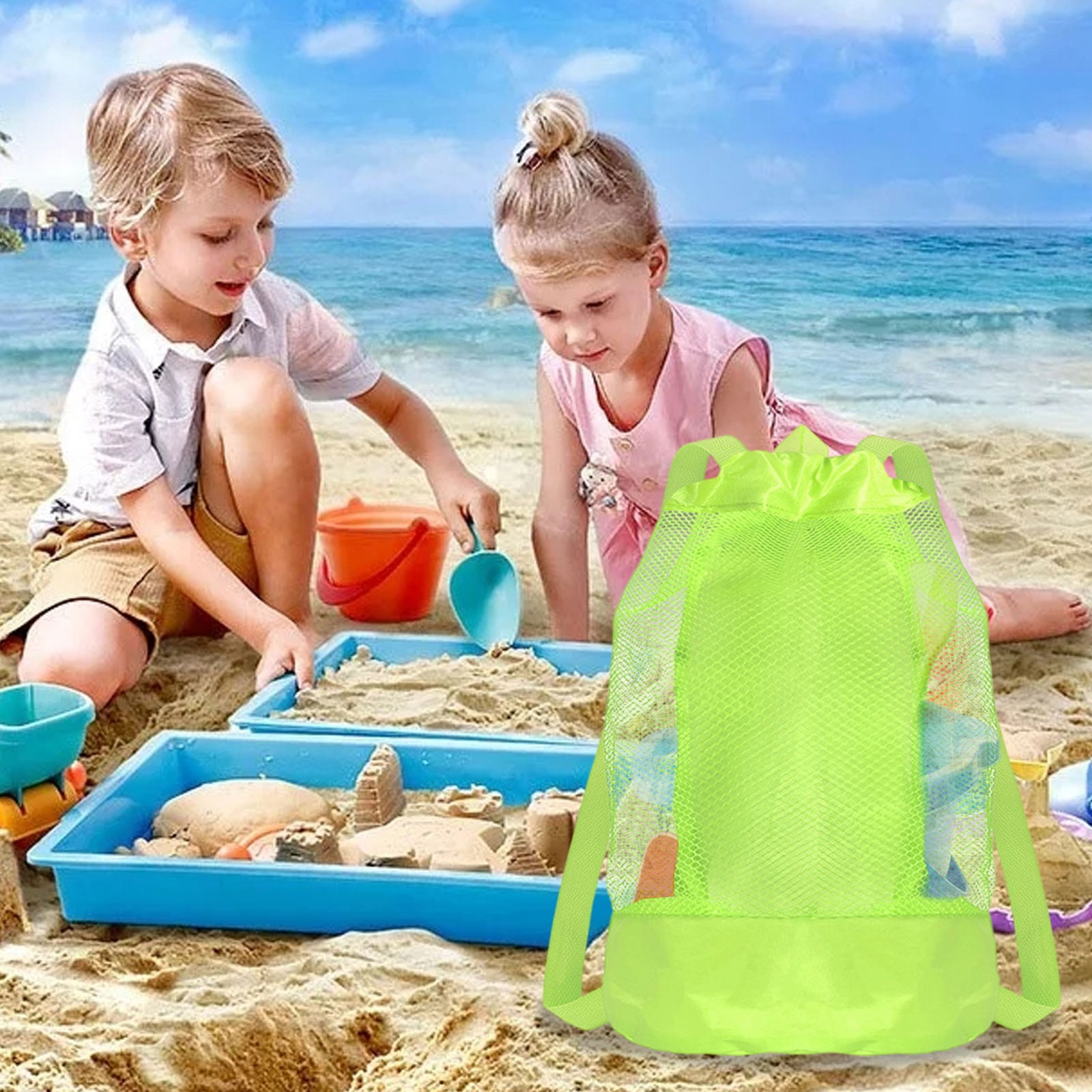 Darzheoy Swim Bag Mesh Drawstring Backpack Beach Backpack for Swimming, Gym, and Workout Gear Green - Image 4