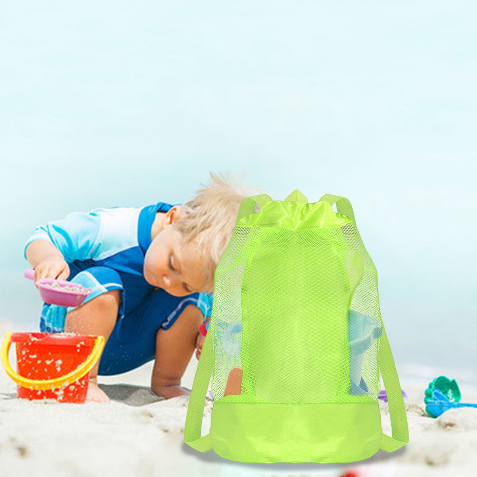 Darzheoy Swim Bag Mesh Drawstring Backpack Beach Backpack for Swimming, Gym, and Workout Gear Green - Image 5