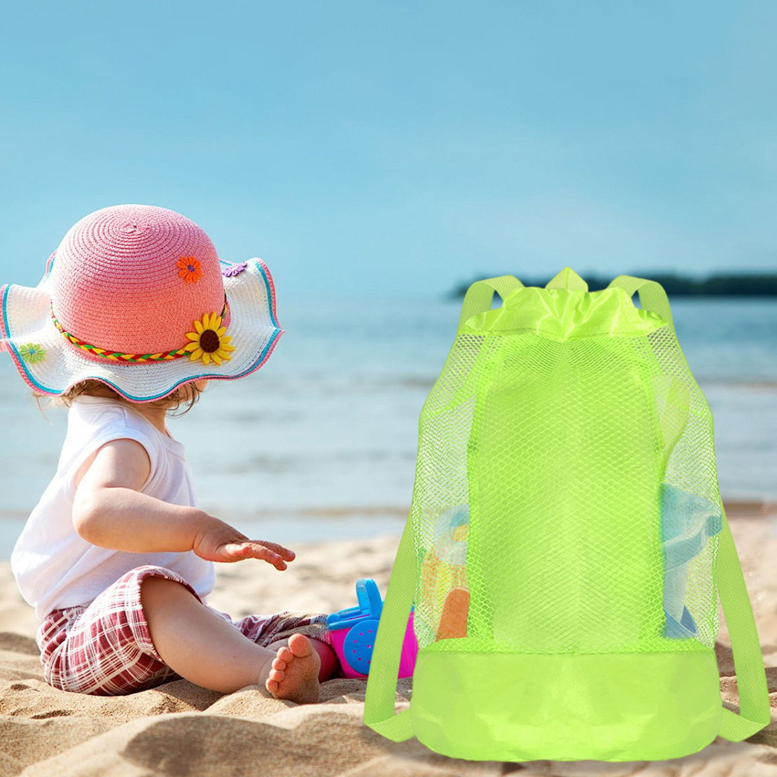 Darzheoy Swim Bag Mesh Drawstring Backpack Beach Backpack for Swimming, Gym, and Workout Gear Green - Image 6