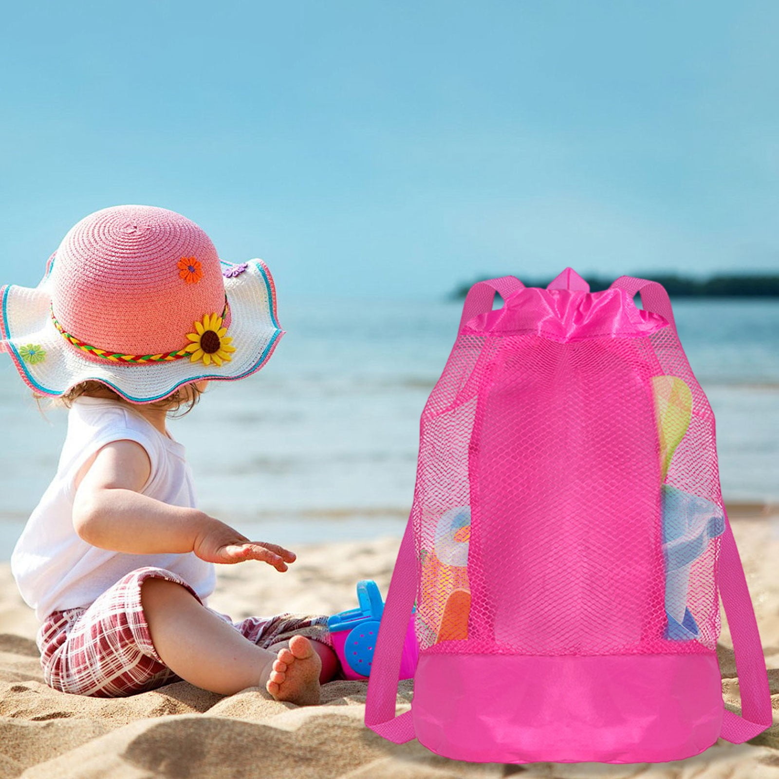 Darzheoy Swim Bag Mesh Drawstring Backpack Beach Backpack for Swimming, Gym, and Workout Gear Hot Pink - Image 6