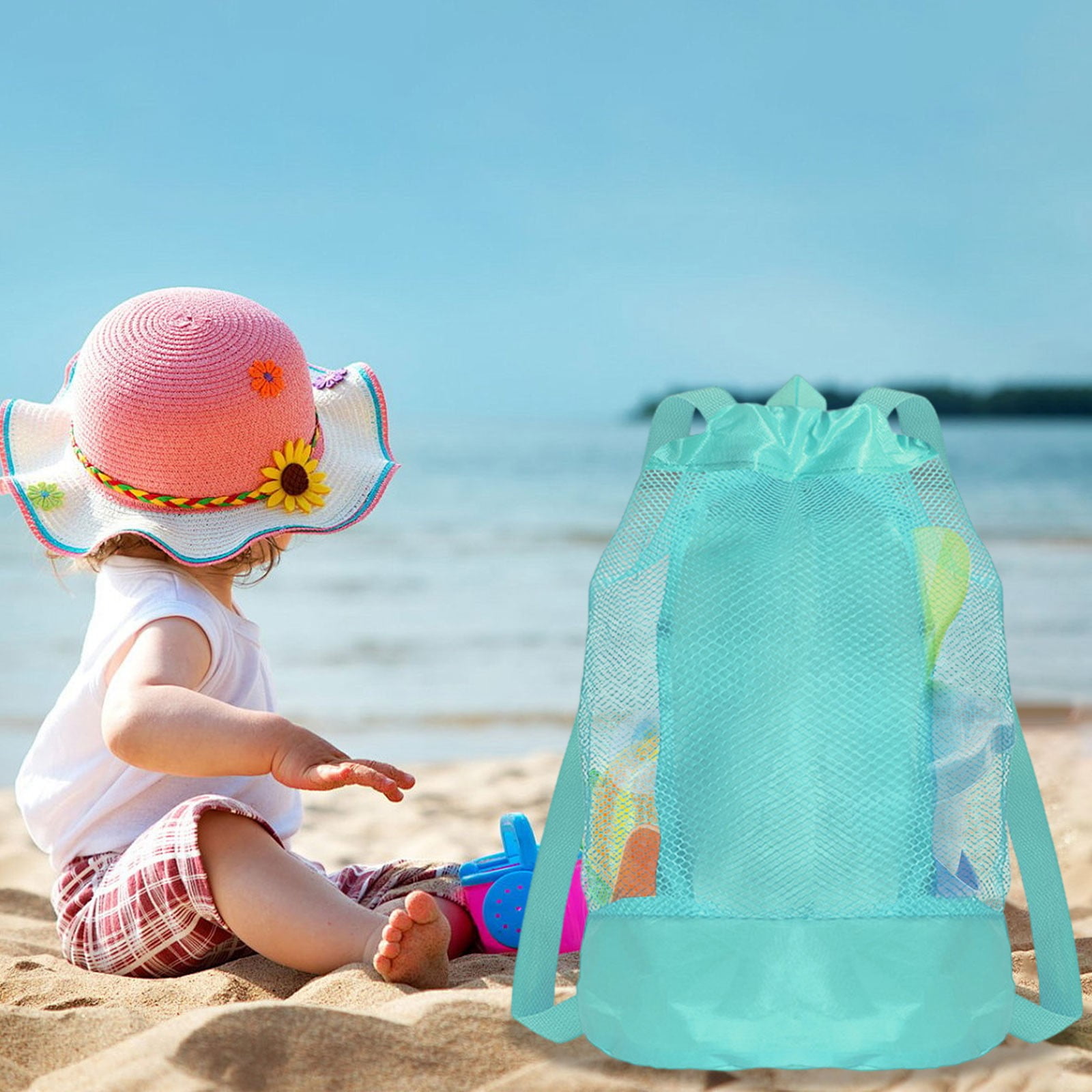Darzheoy Swim Bag Mesh Drawstring Backpack Beach Backpack for Swimming, Gym, and Workout Gear Mint Green - Image 4