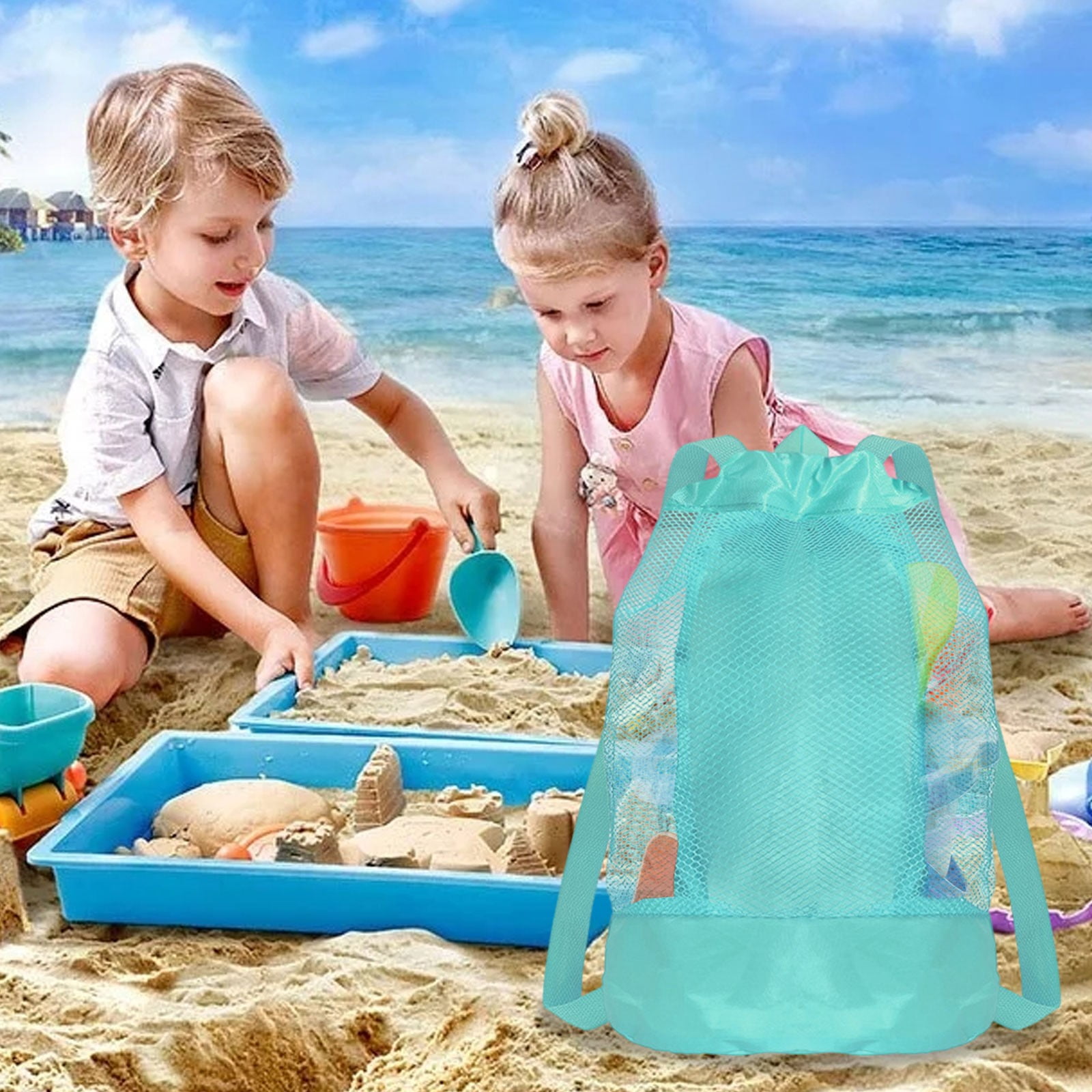 Darzheoy Swim Bag Mesh Drawstring Backpack Beach Backpack for Swimming, Gym, and Workout Gear Mint Green - Image 5