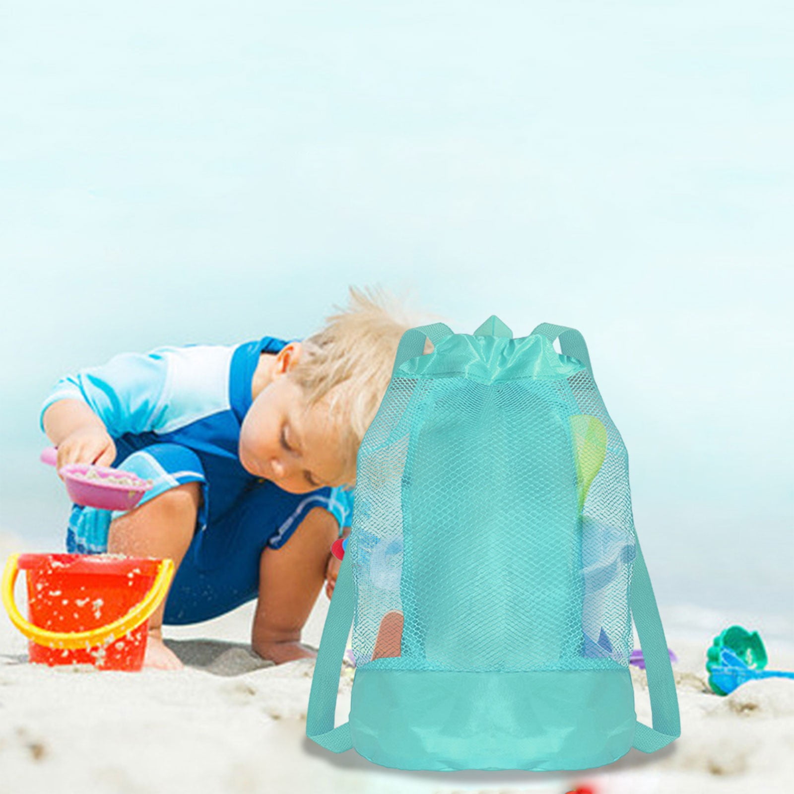 Darzheoy Swim Bag Mesh Drawstring Backpack Beach Backpack for Swimming, Gym, and Workout Gear Mint Green - Image 6