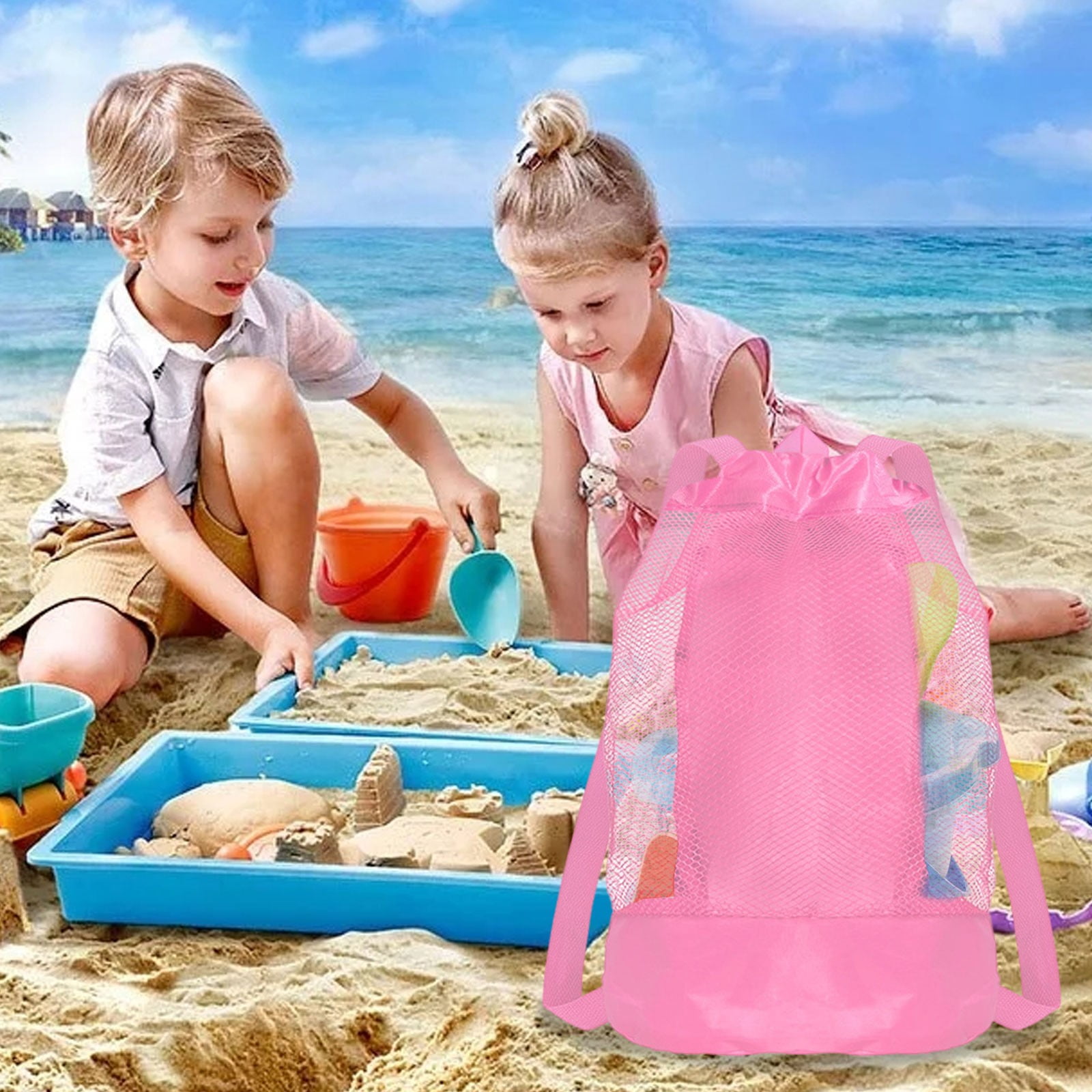 Darzheoy Swim Bag Mesh Drawstring Backpack Beach Backpack for Swimming, Gym, and Workout Gear Pink - Image 5