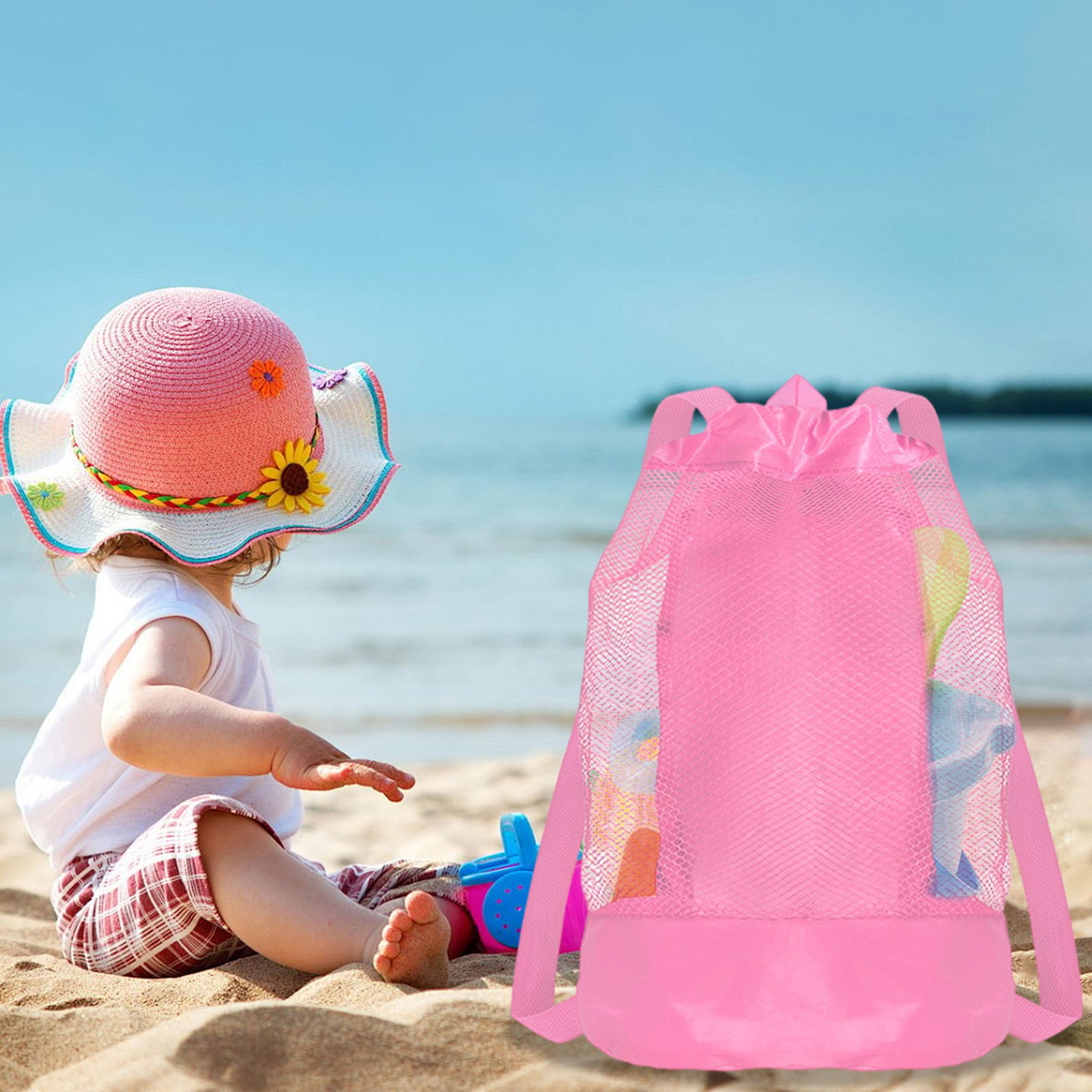Darzheoy Swim Bag Mesh Drawstring Backpack Beach Backpack for Swimming, Gym, and Workout Gear Pink - Image 6