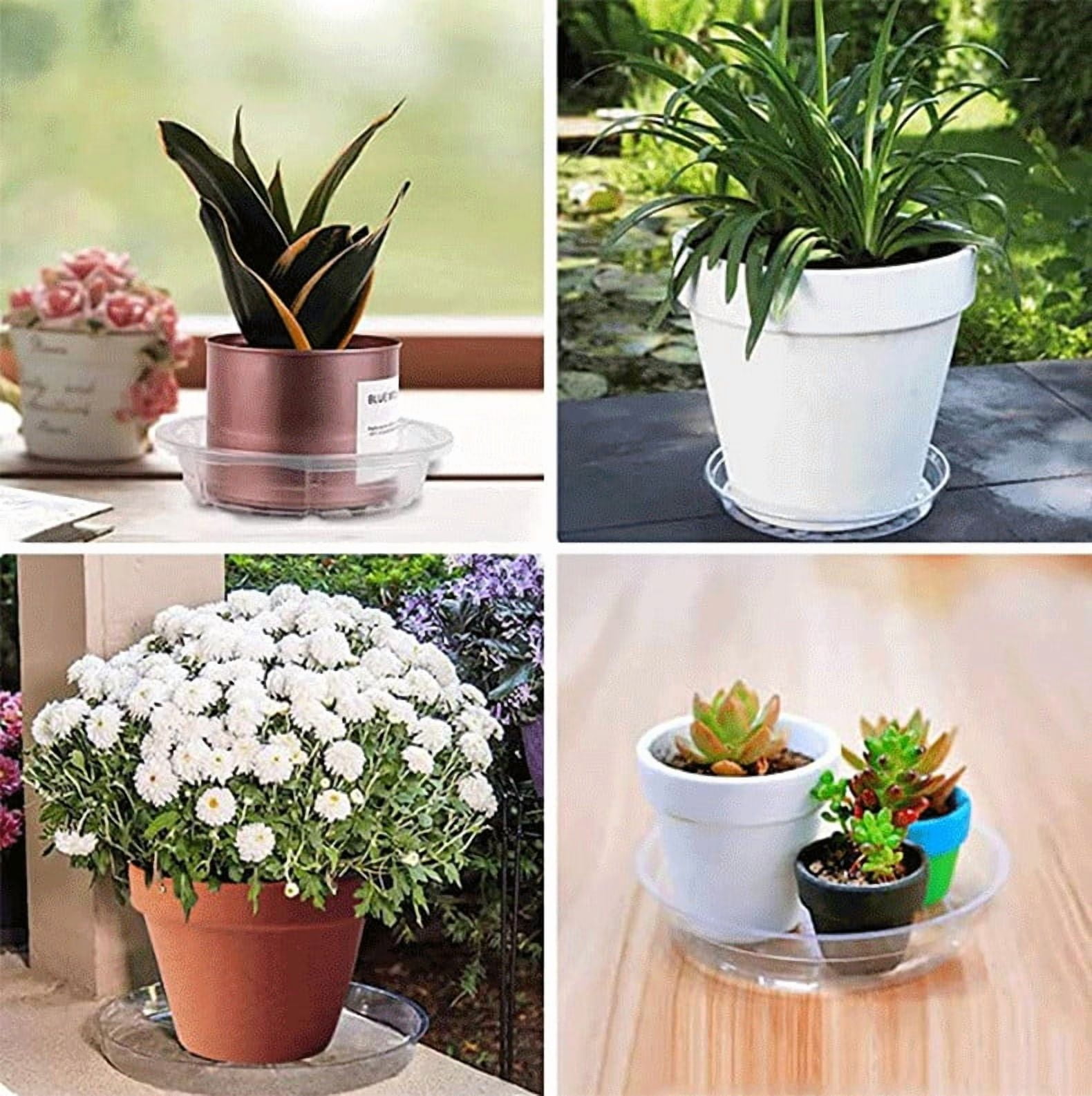 Darzheoy 5 Pack Clear Plastic Plant Saucers Drip Trays Plant Plate Dish for Indoor Planters Flower Pots, 10 inch B - Image 3