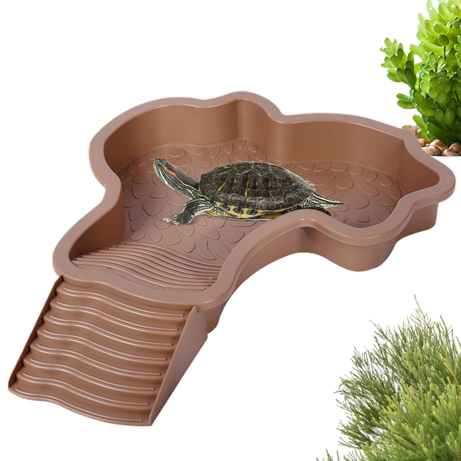 Darzheoy Reptile Bathing Pool Turtle Bath Amphibians Accessories with Ramp Tortoise Feeder Lizards Habitat for Tortoise Scorpion Snake A - Image 1